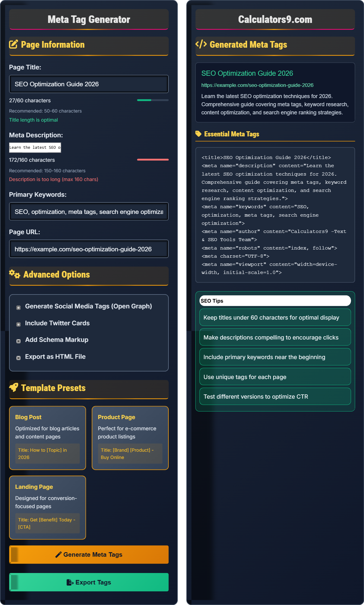 Meta Tag Generator