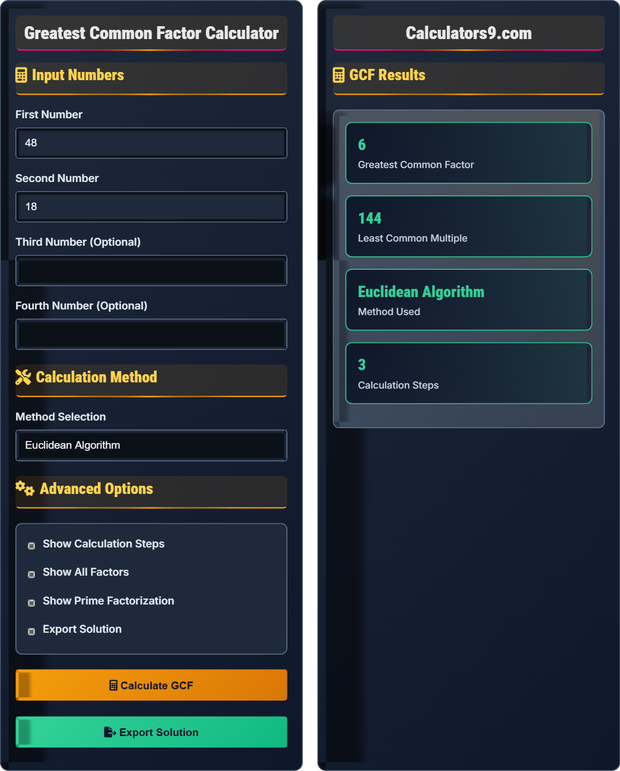 Greatest Common Factor Calculator