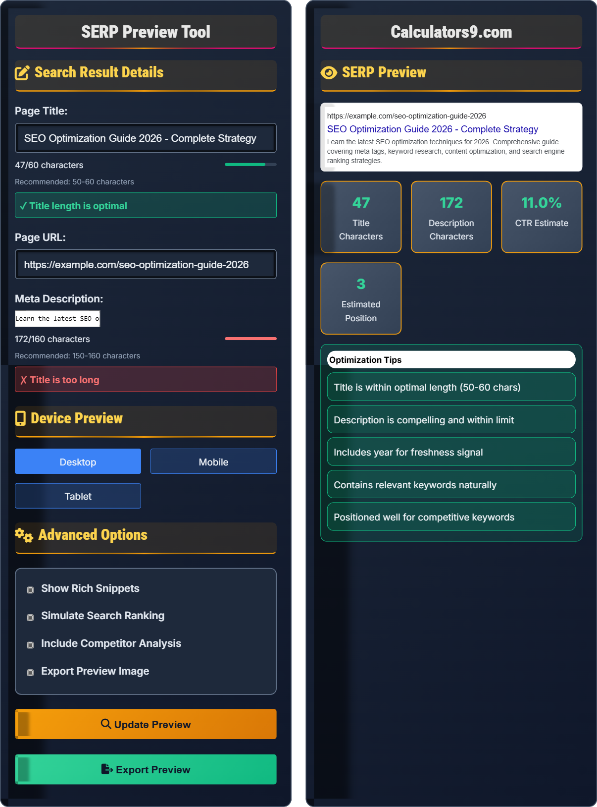 SERP Preview Tool