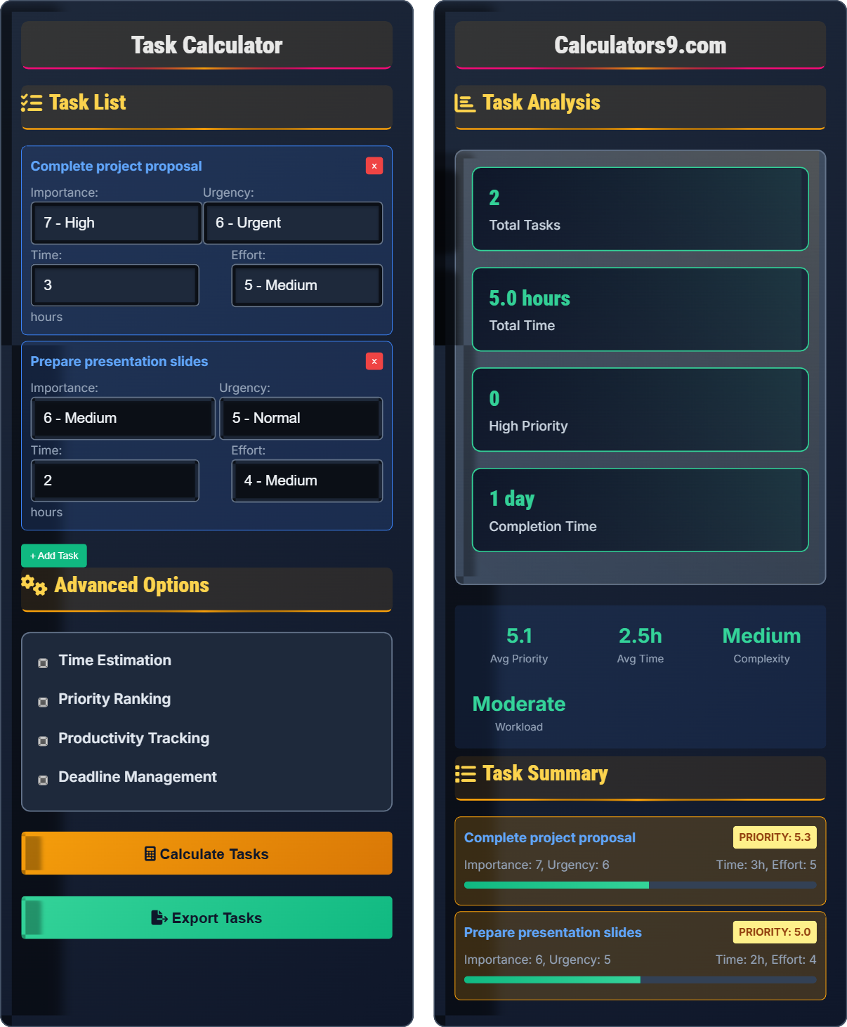 Task Calculator