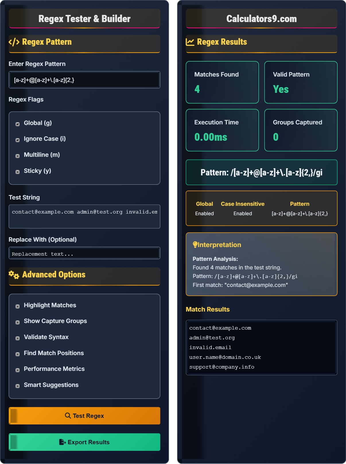 Regex Tester & Builder