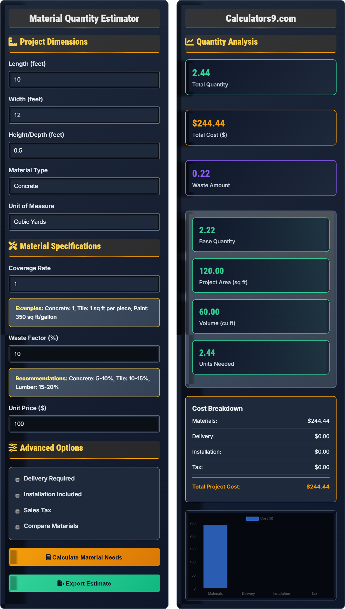 Material Quantity Estimator