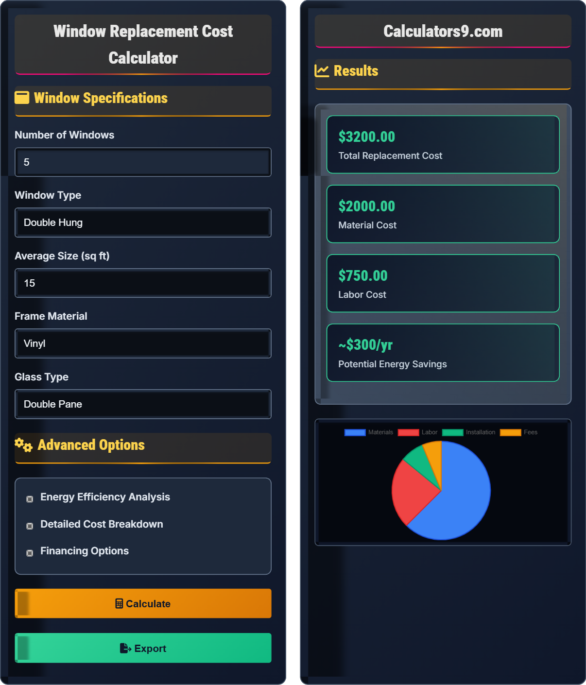 Window Replacement Cost Calculator