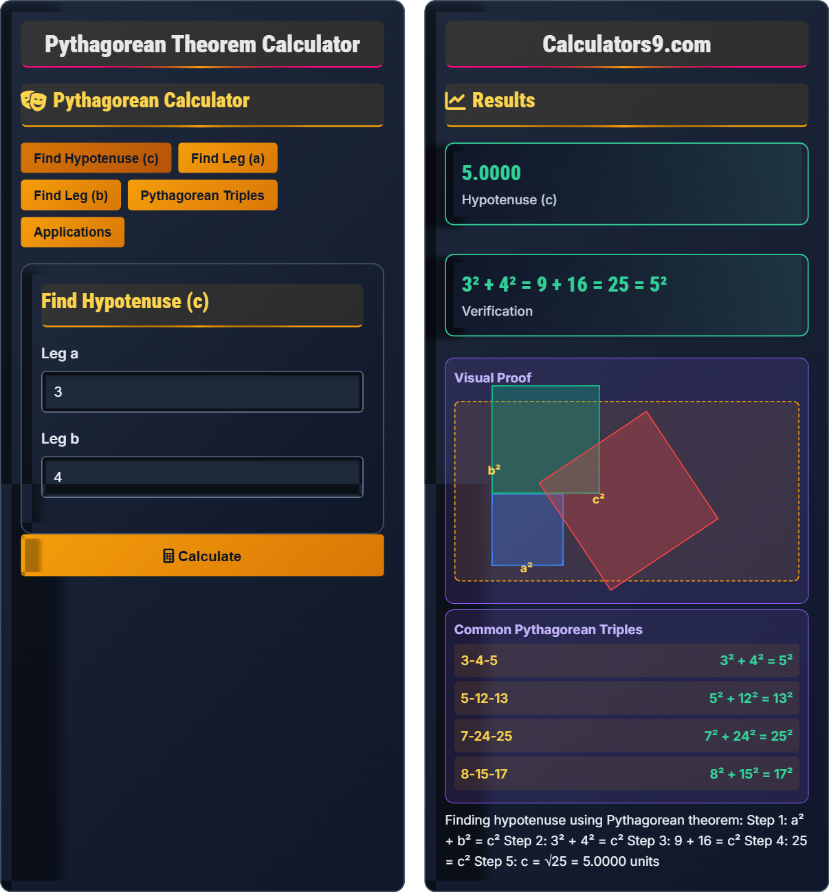 Pythagorean Theorem Calculator