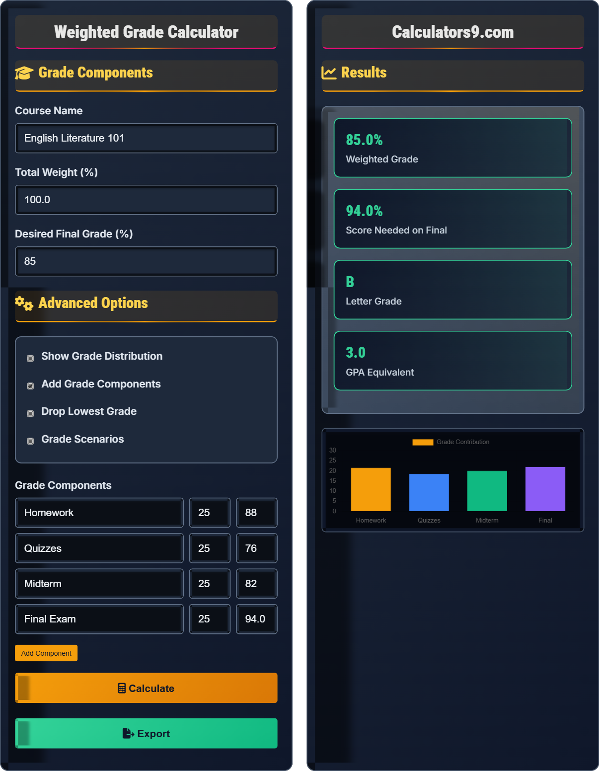 Weighted Grade Calculator
