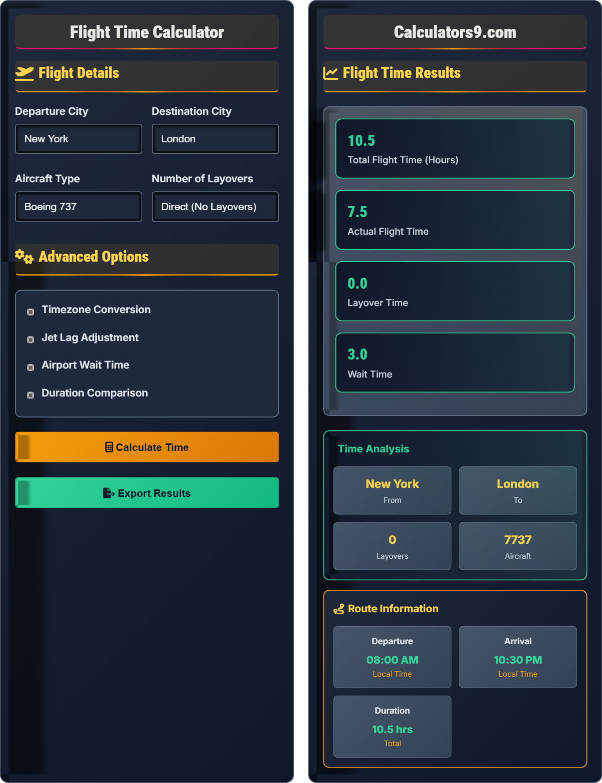 Flight Time Calculator
