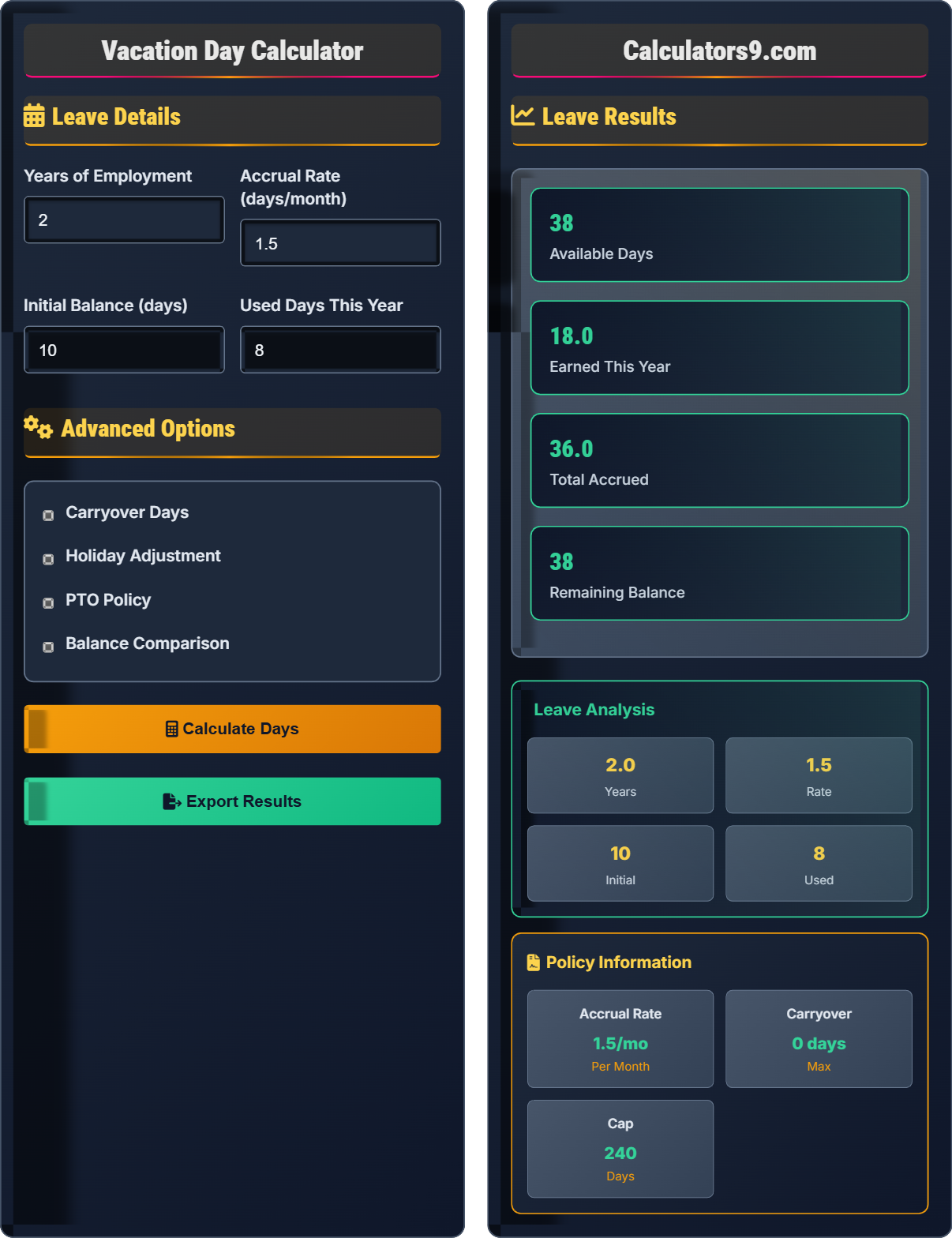Vacation Day Calculator