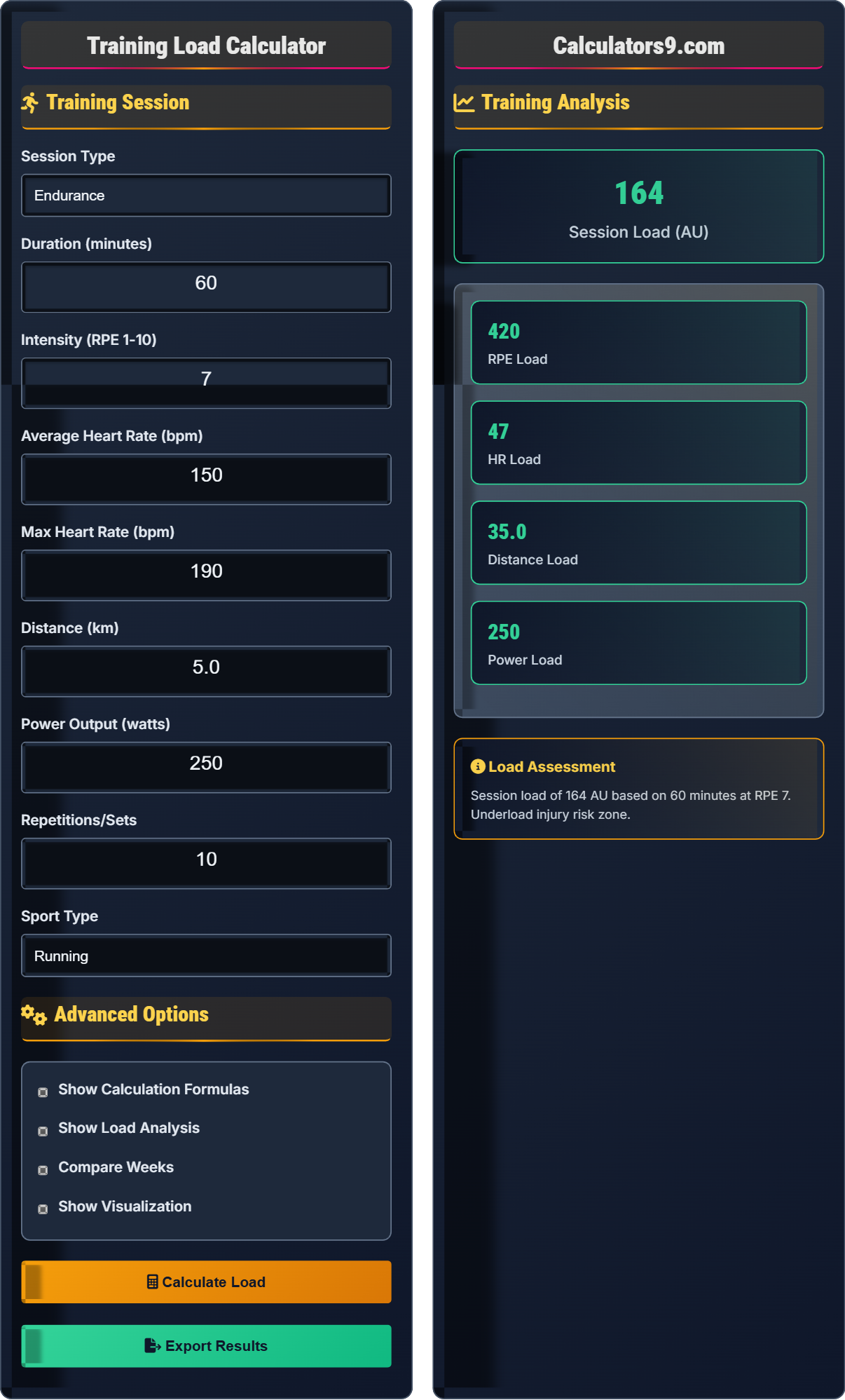 Training Load Calculator