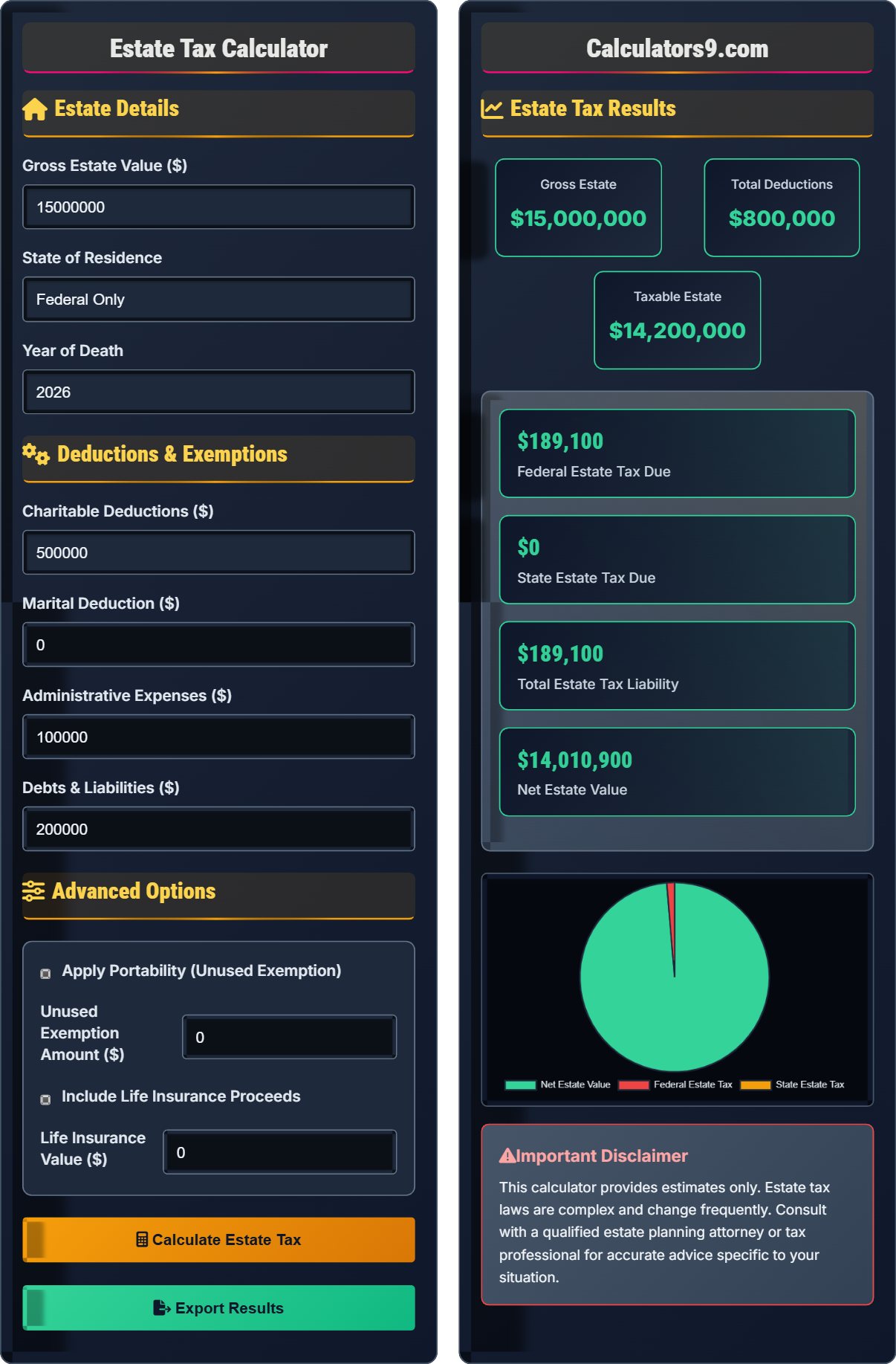 Estate Tax Calculator