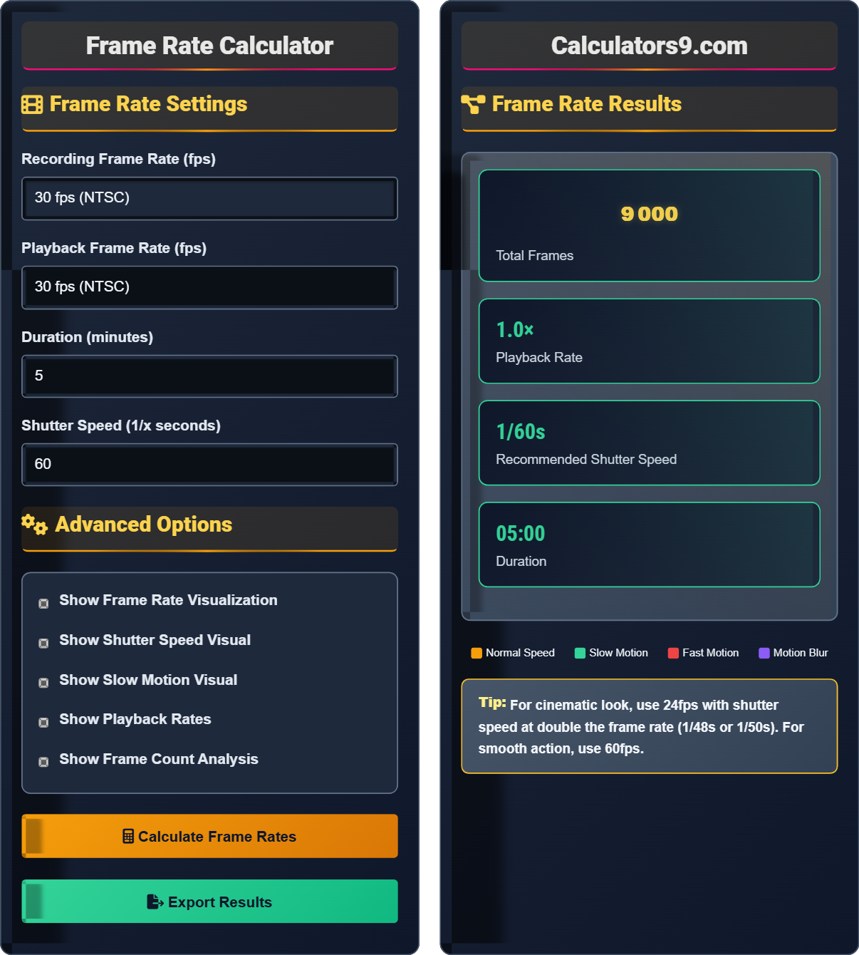 Frame Rate Calculator
