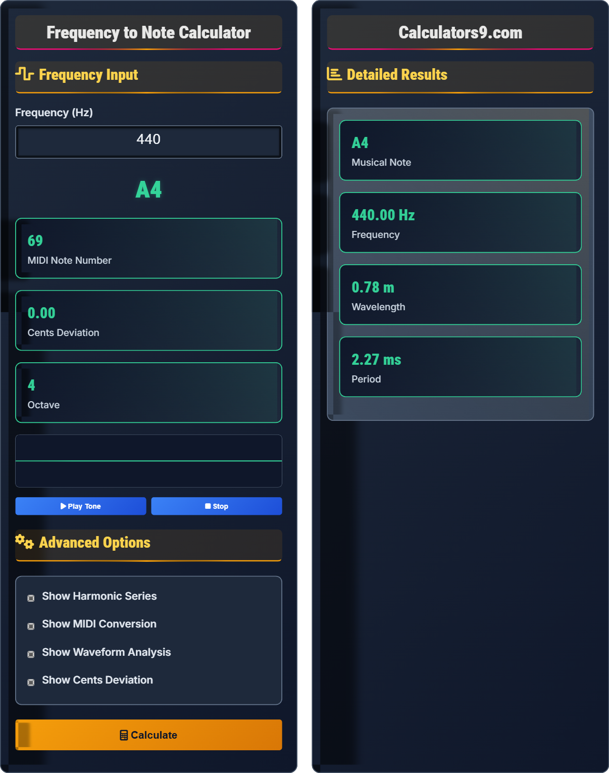 Frequency to Note Calculator