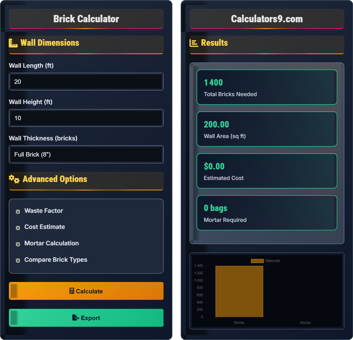 Brick Calculator