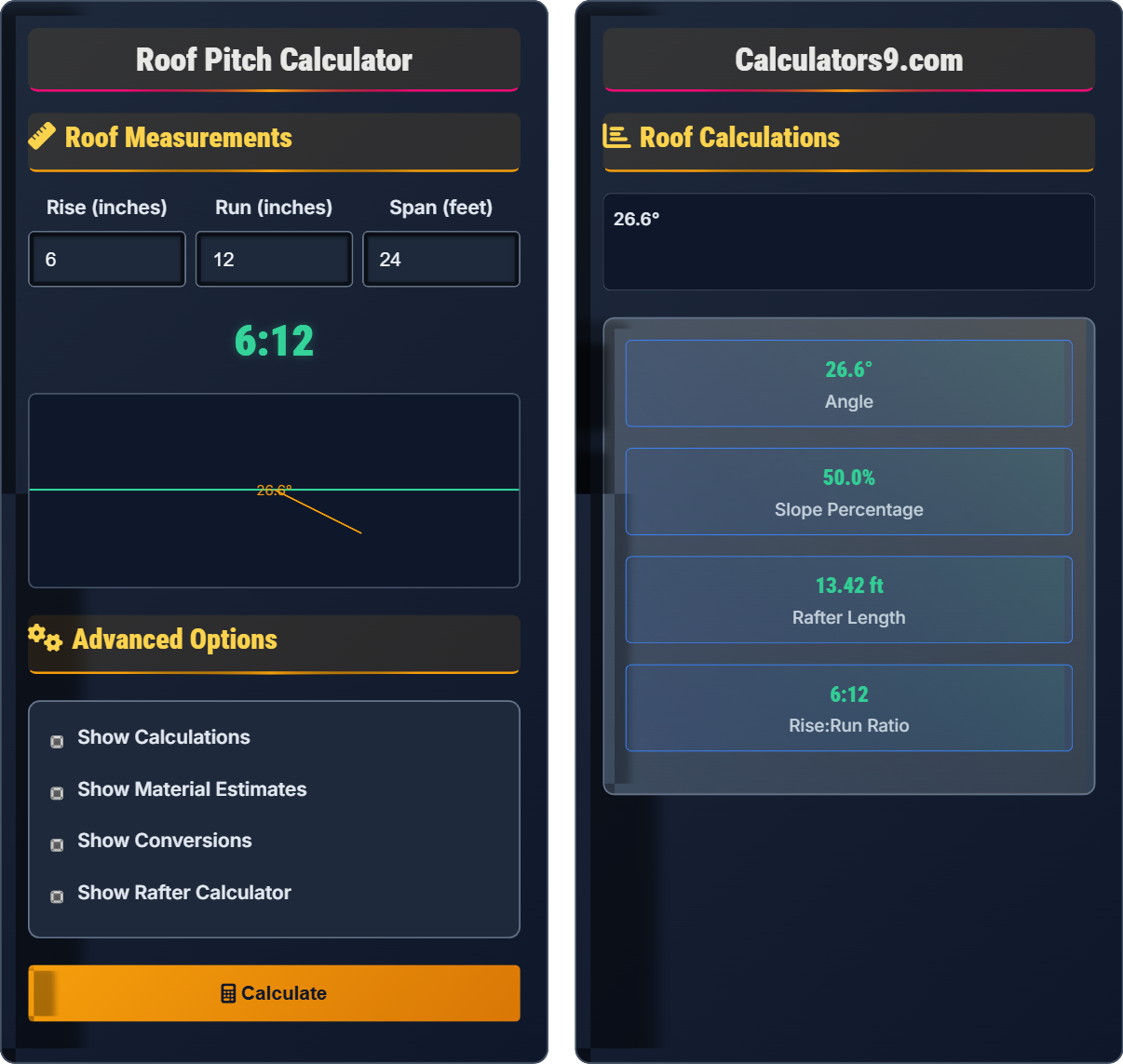 Roof Pitch Calculator