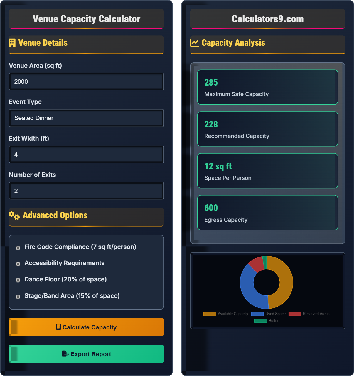 Venue Capacity Calculator