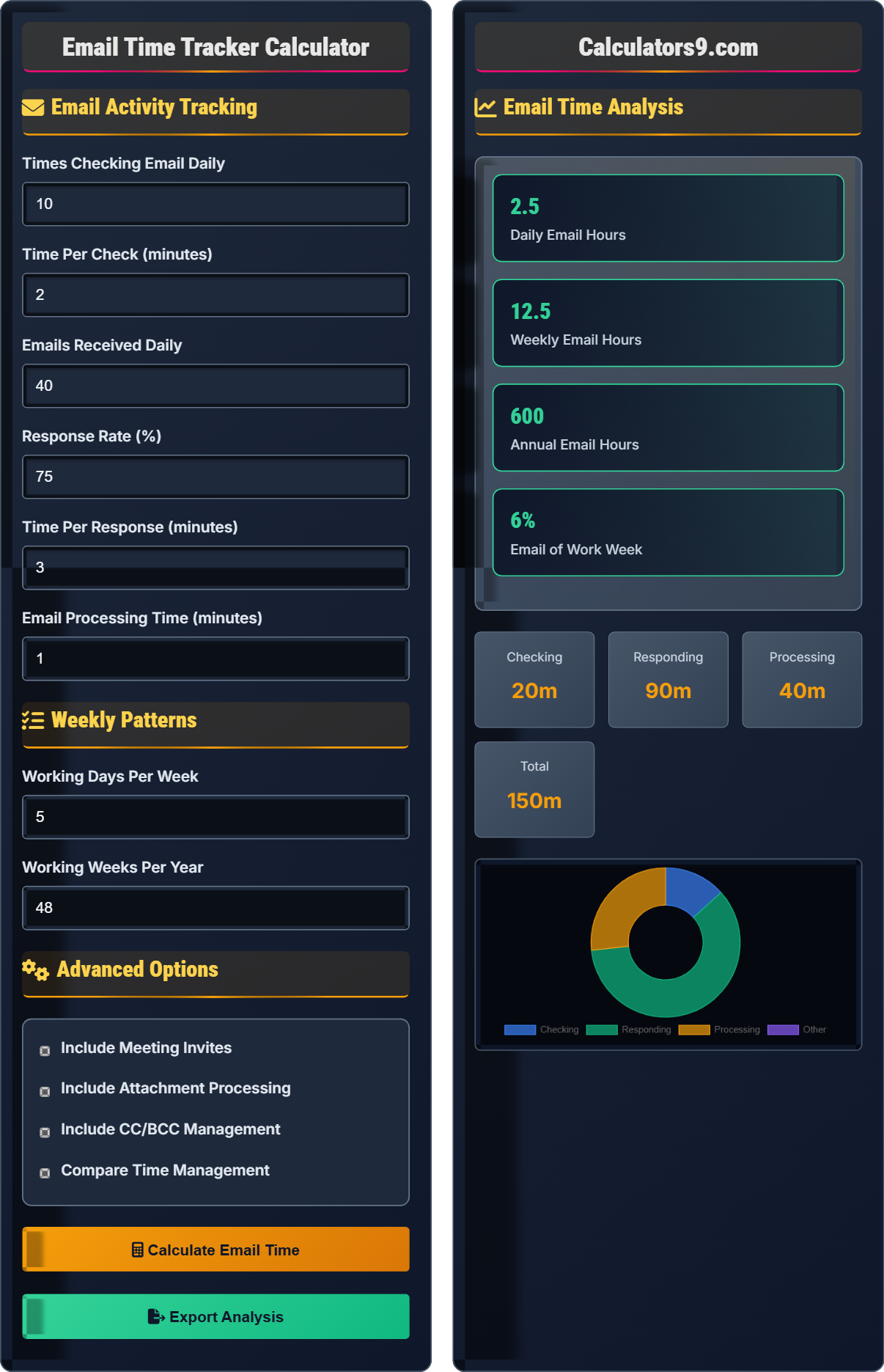 Email Time Tracker Calculator