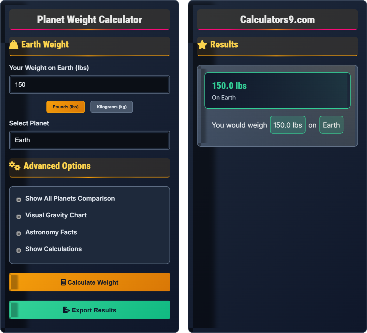 Planet Weight Calculator