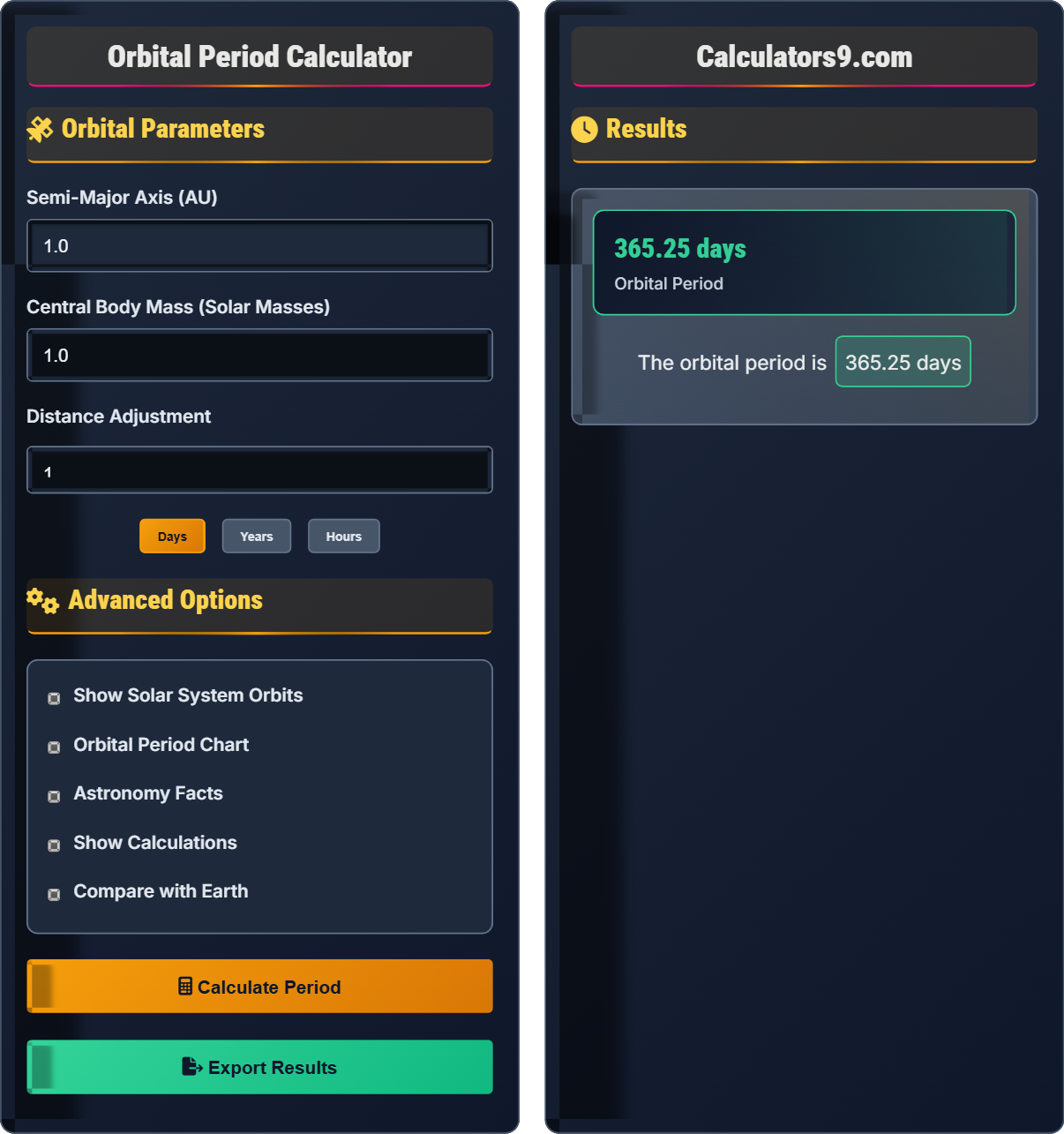 Orbital Period Calculator