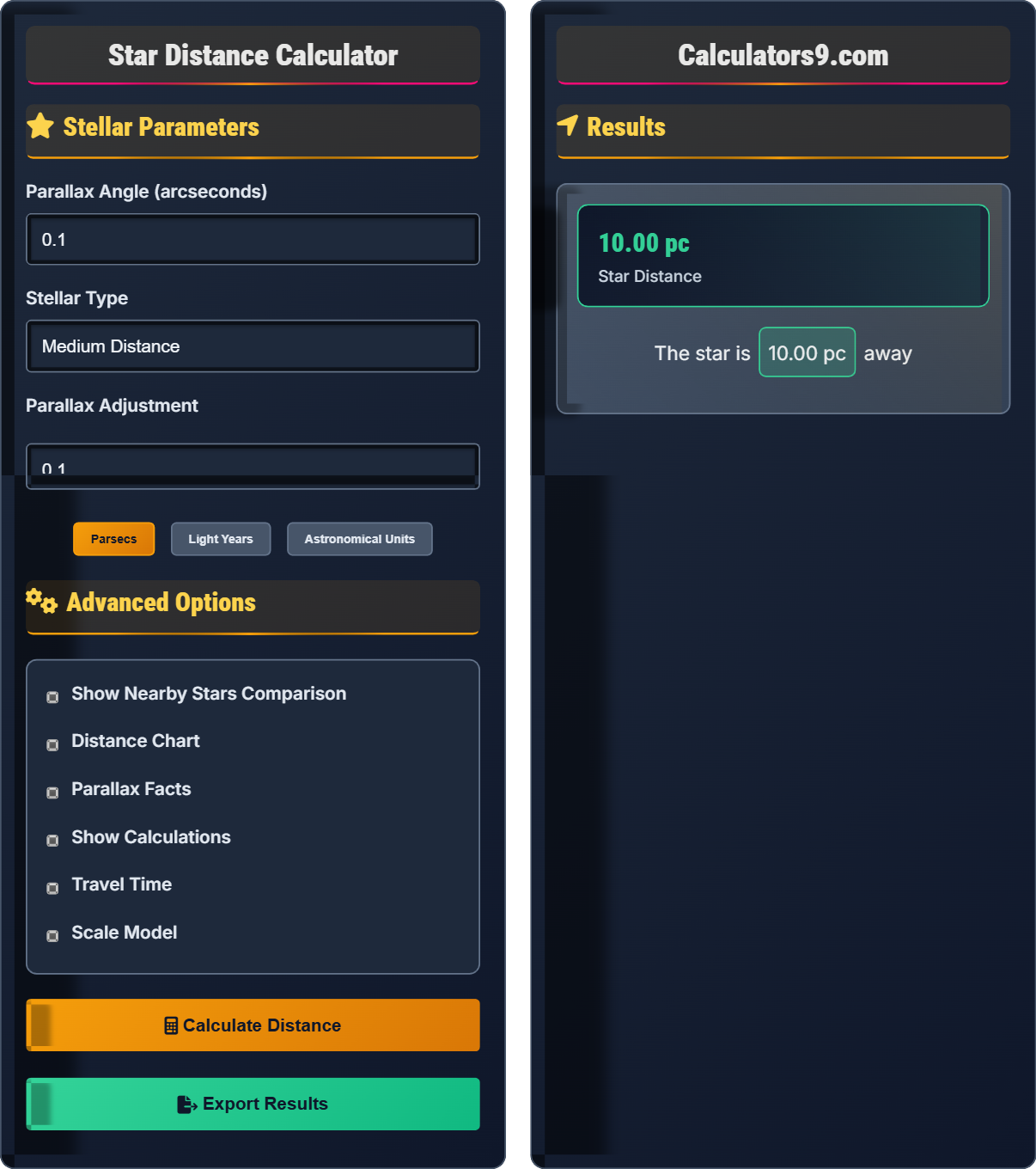 Star Distance Calculator