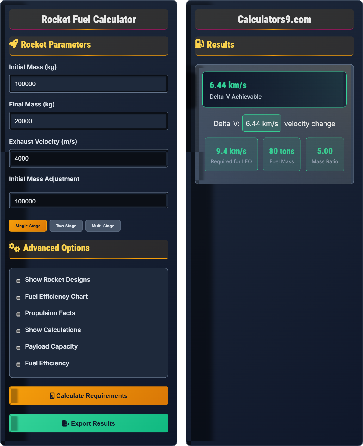 Rocket Fuel Calculator