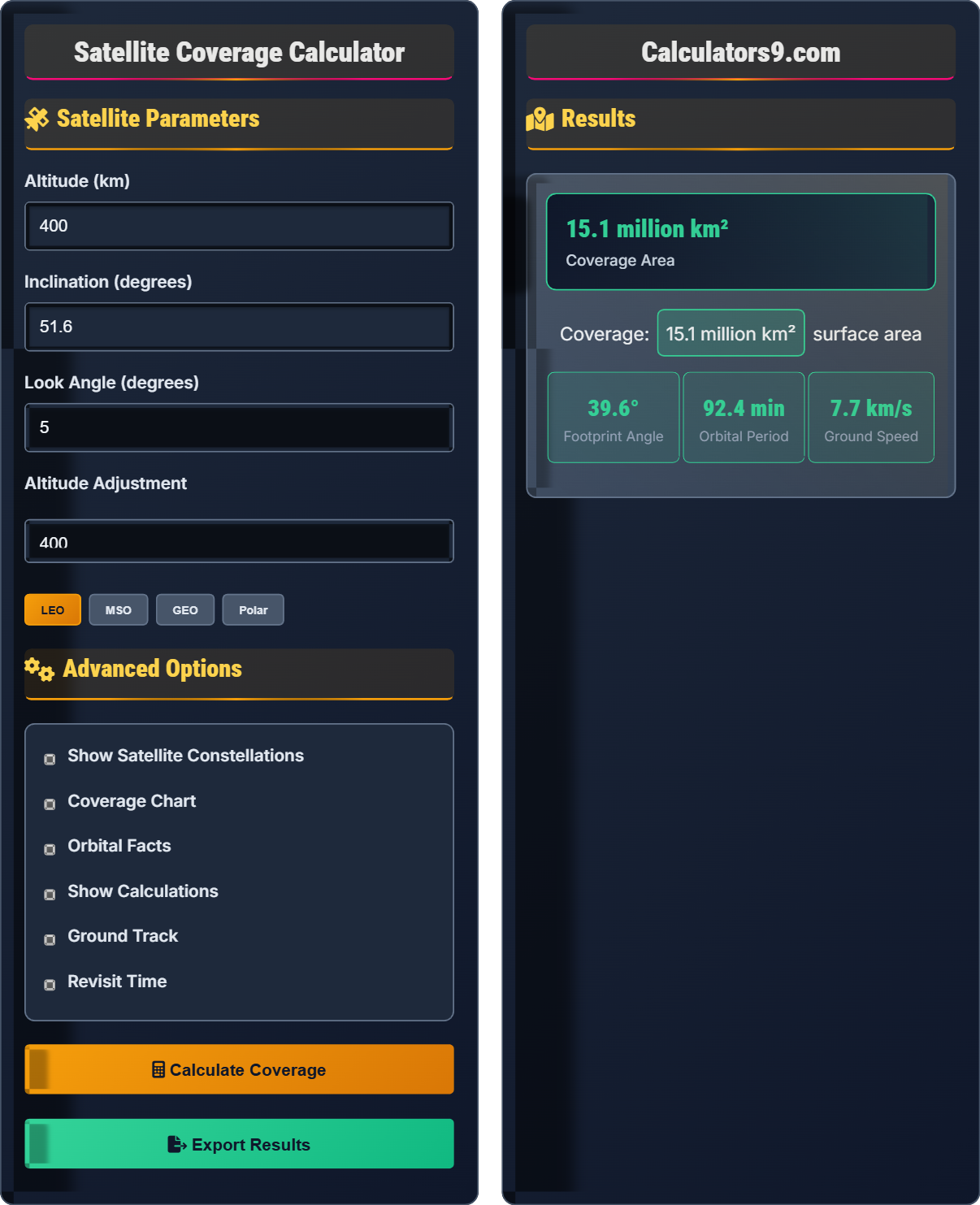Satellite Coverage Calculator