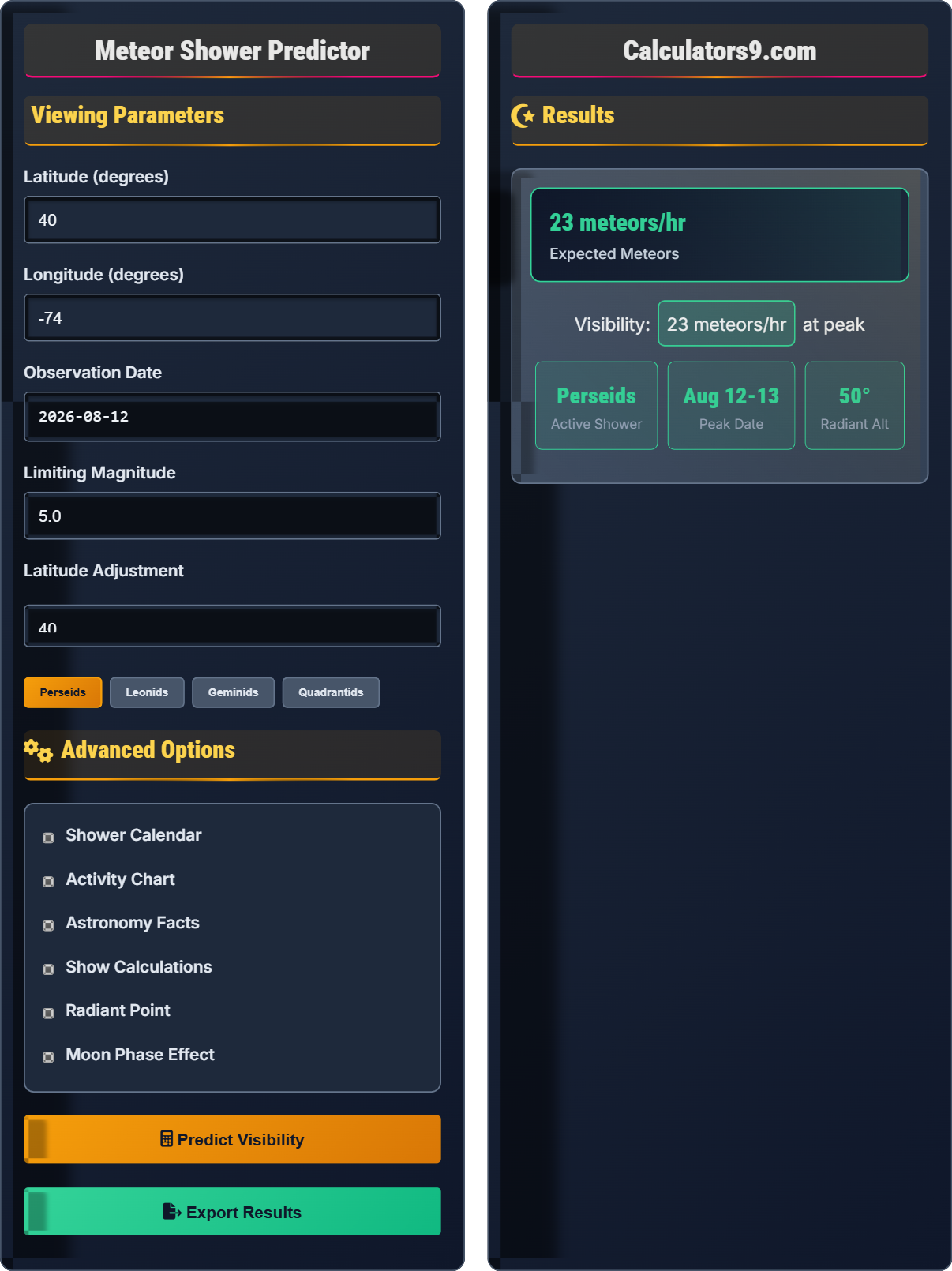 Meteor Shower Predictor