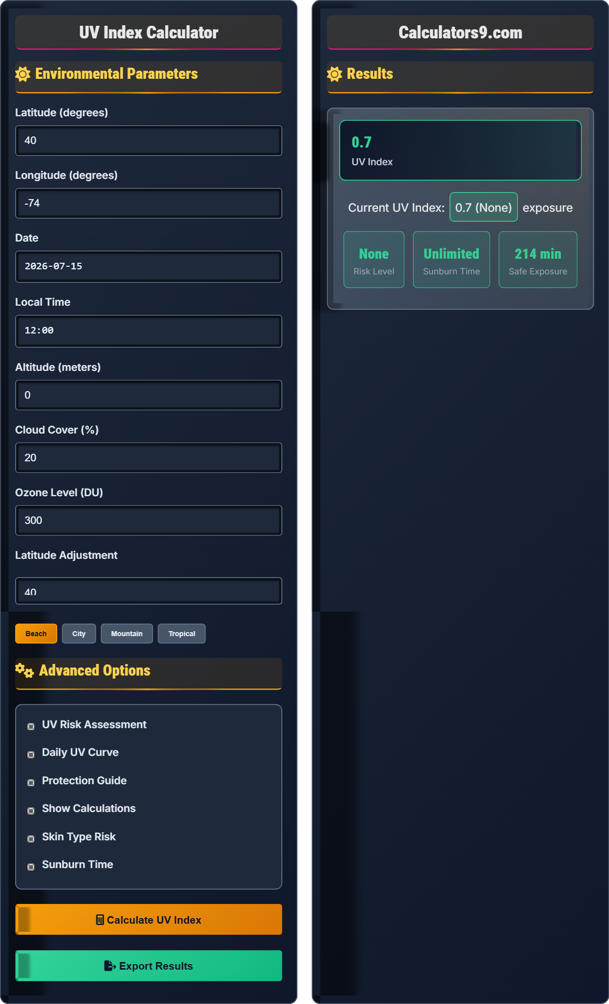 UV Index Calculator