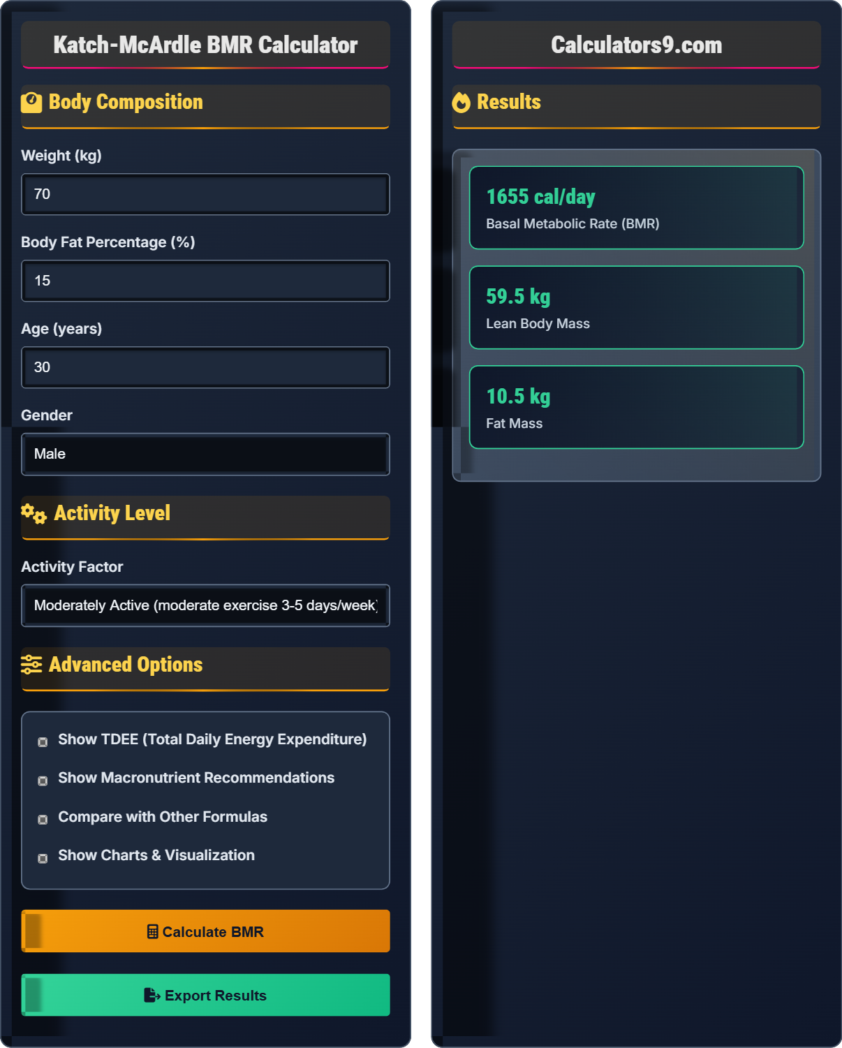 Katch-McArdle BMR Calculator