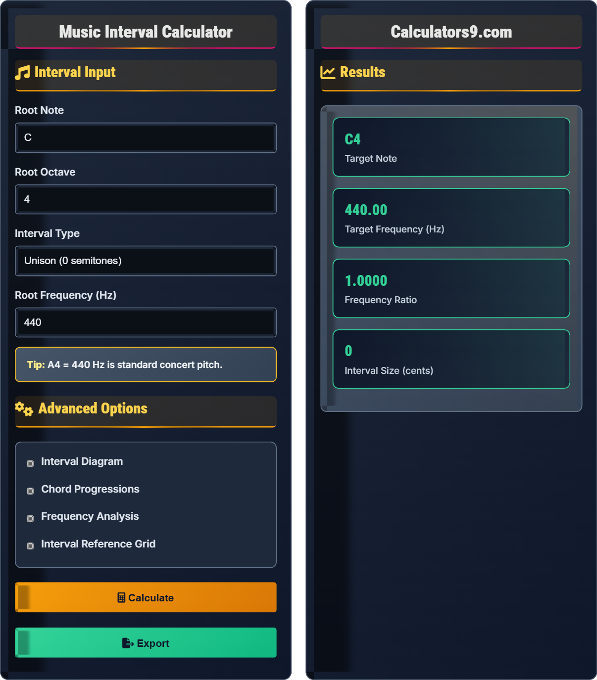 Music Interval Calculator