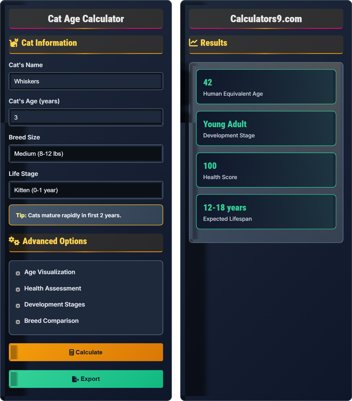 Cat Age Calculator
