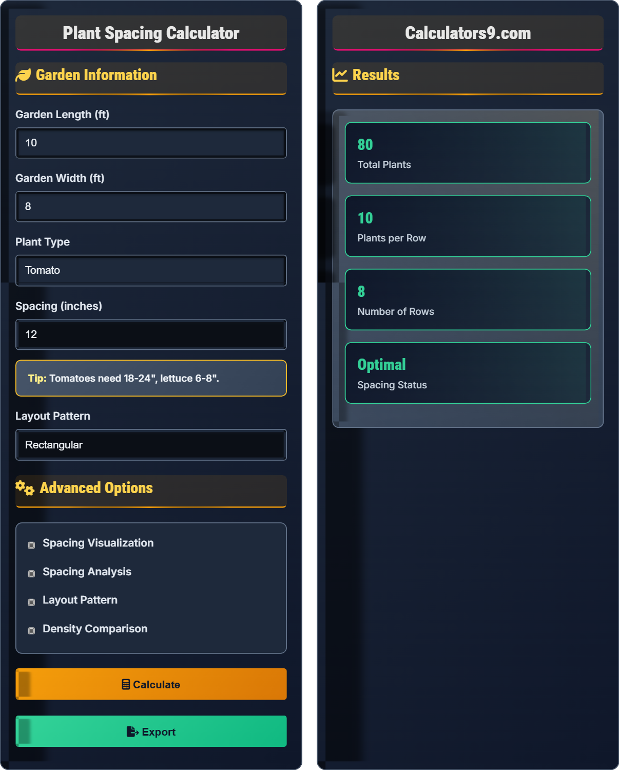 Plant Spacing Calculator