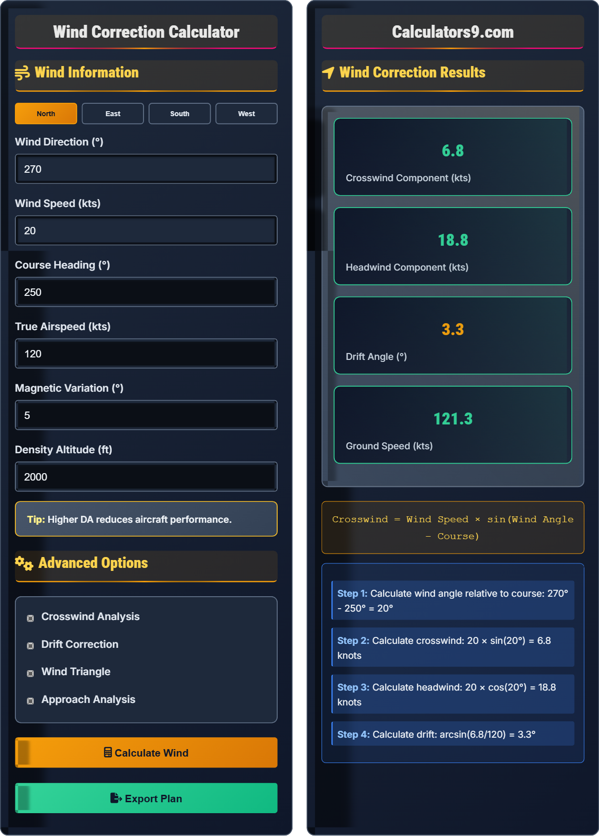 Wind Correction Calculator