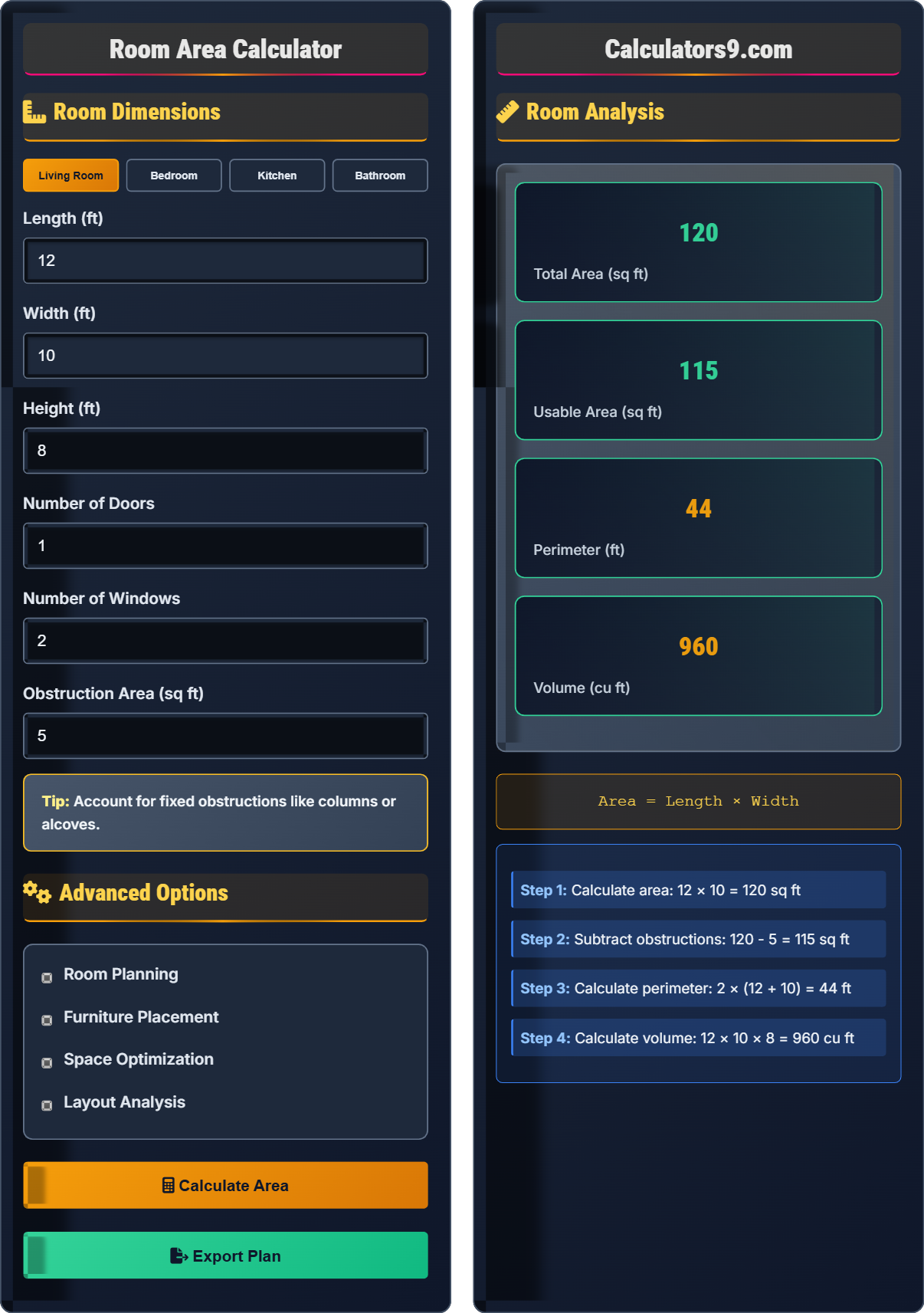 Room Area Calculator