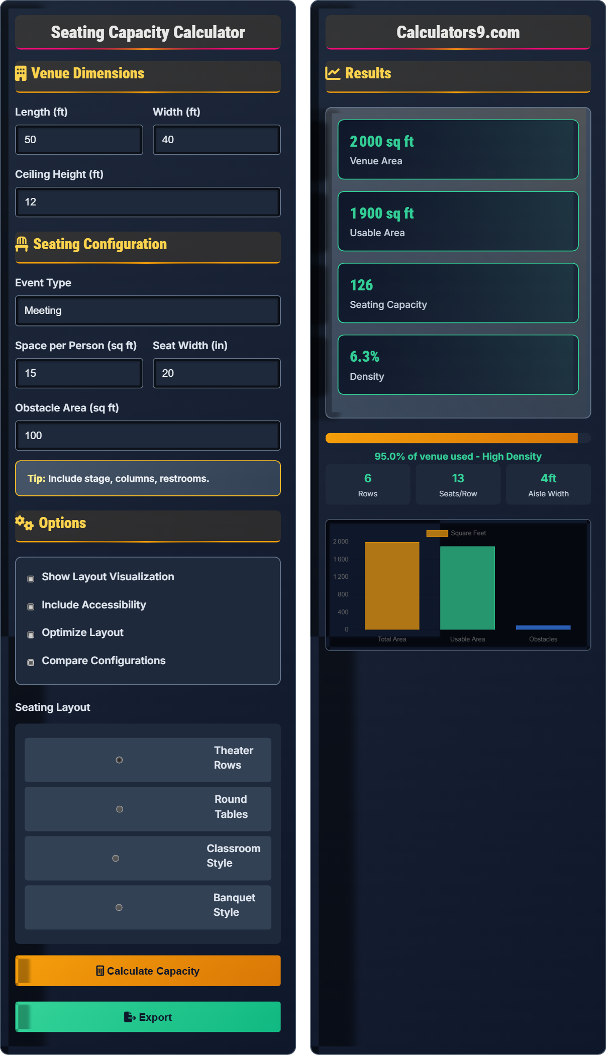 Seating Capacity Calculator