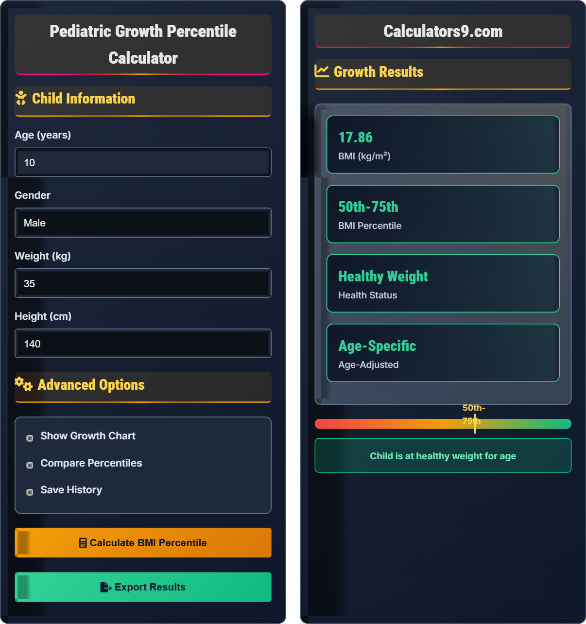 Pediatric Growth Percentile Calculator