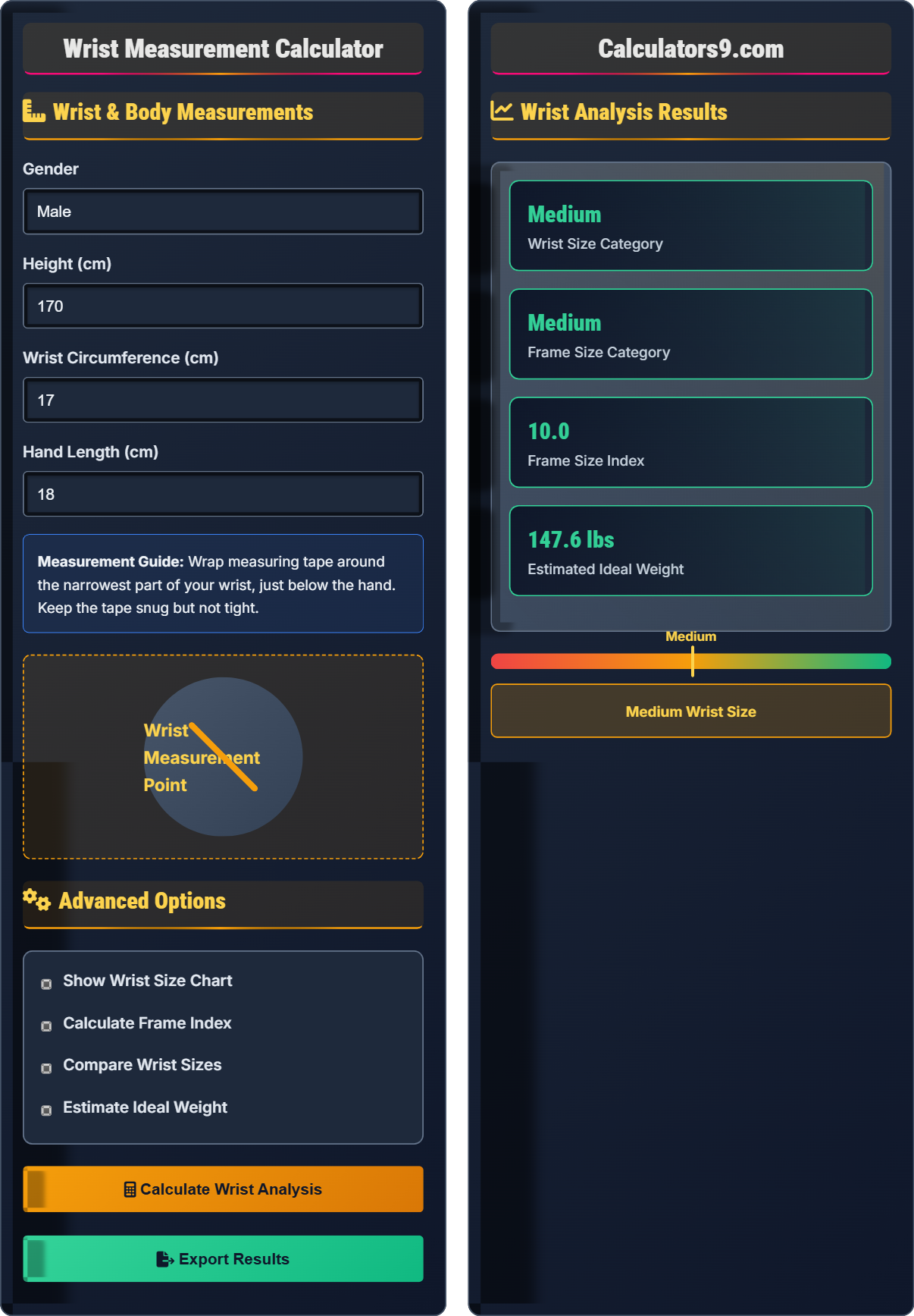 Wrist Measurement Calculator