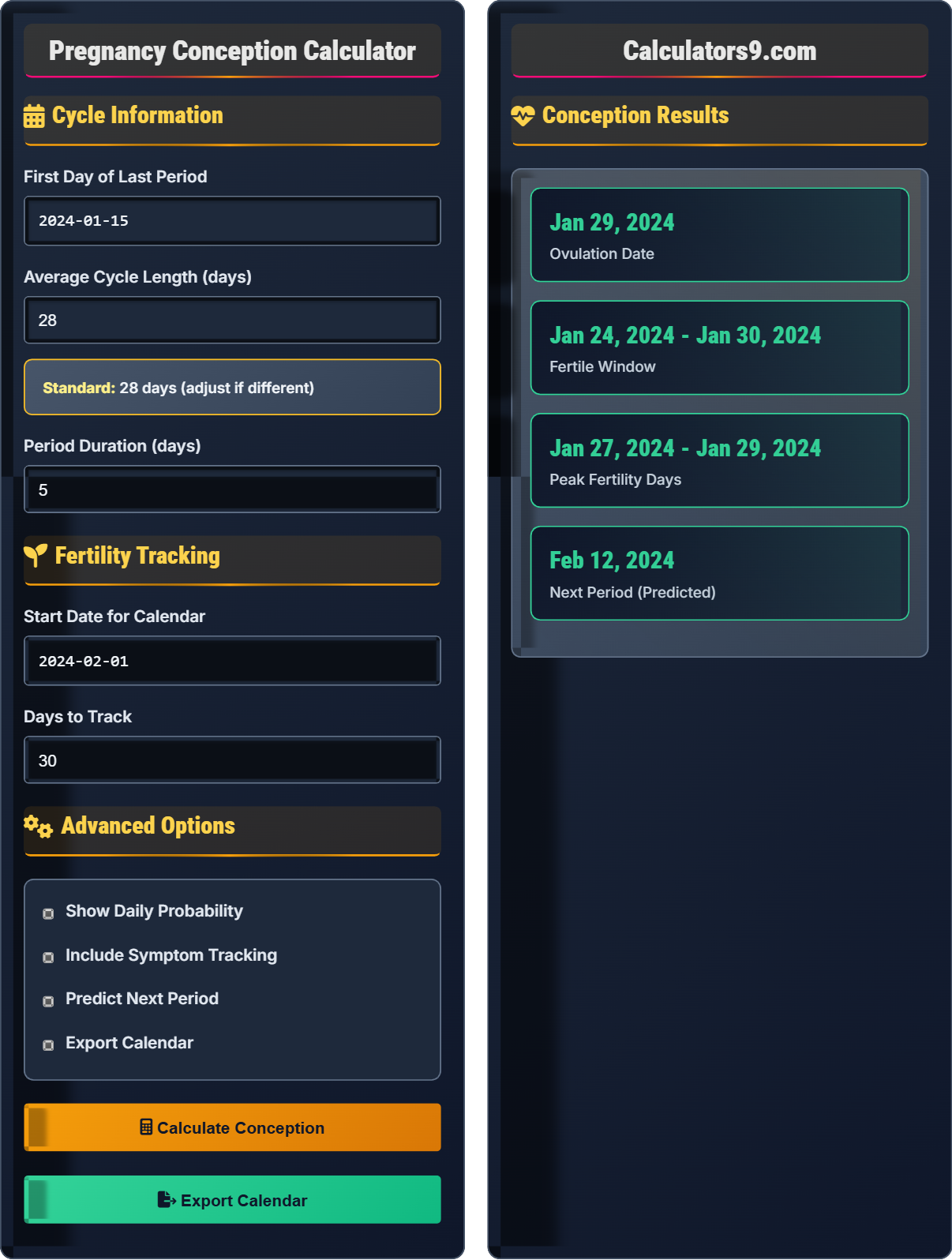 Pregnancy Conception Calculator
