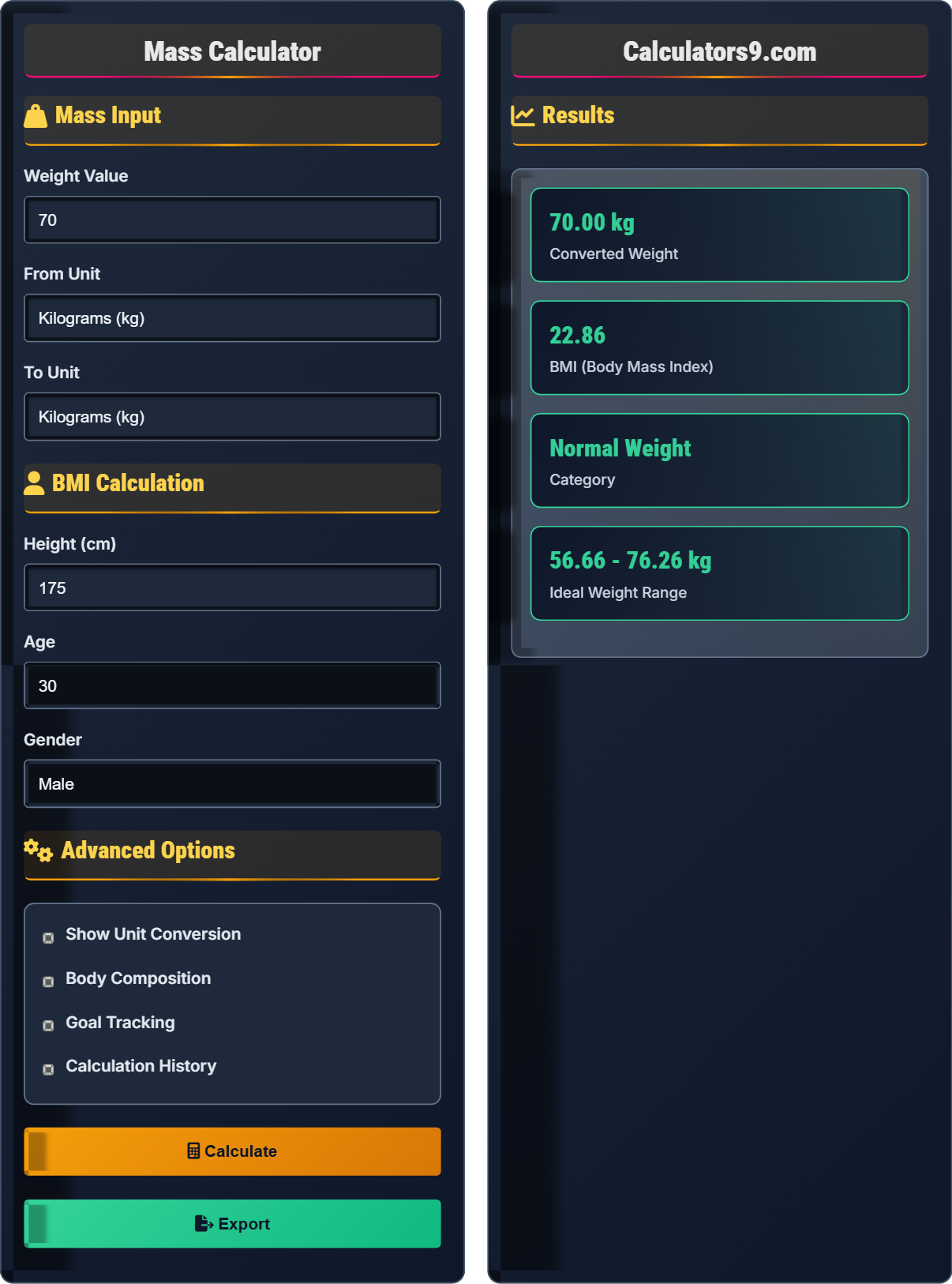 Mass Calculator