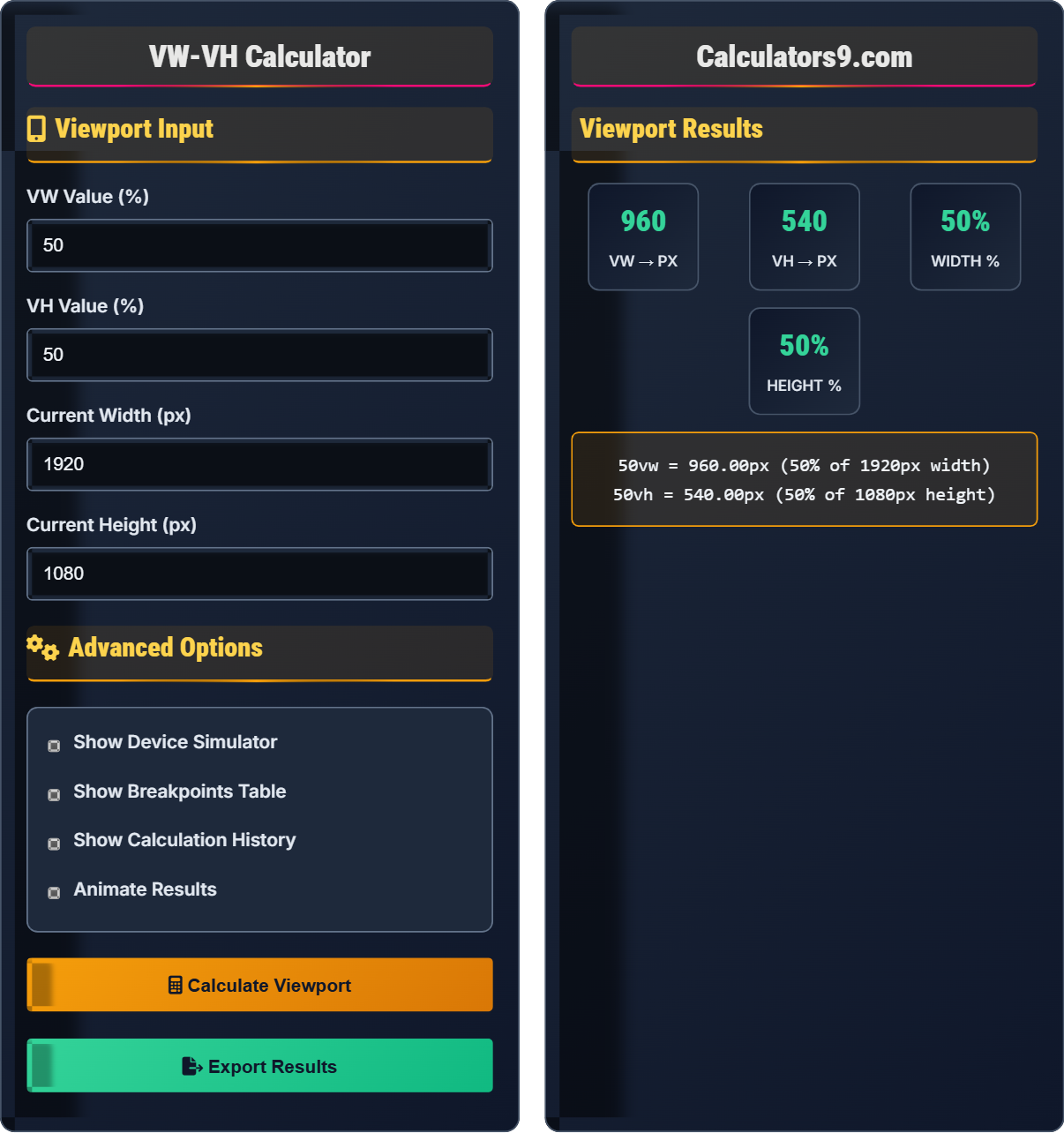 vw-vh-calculator