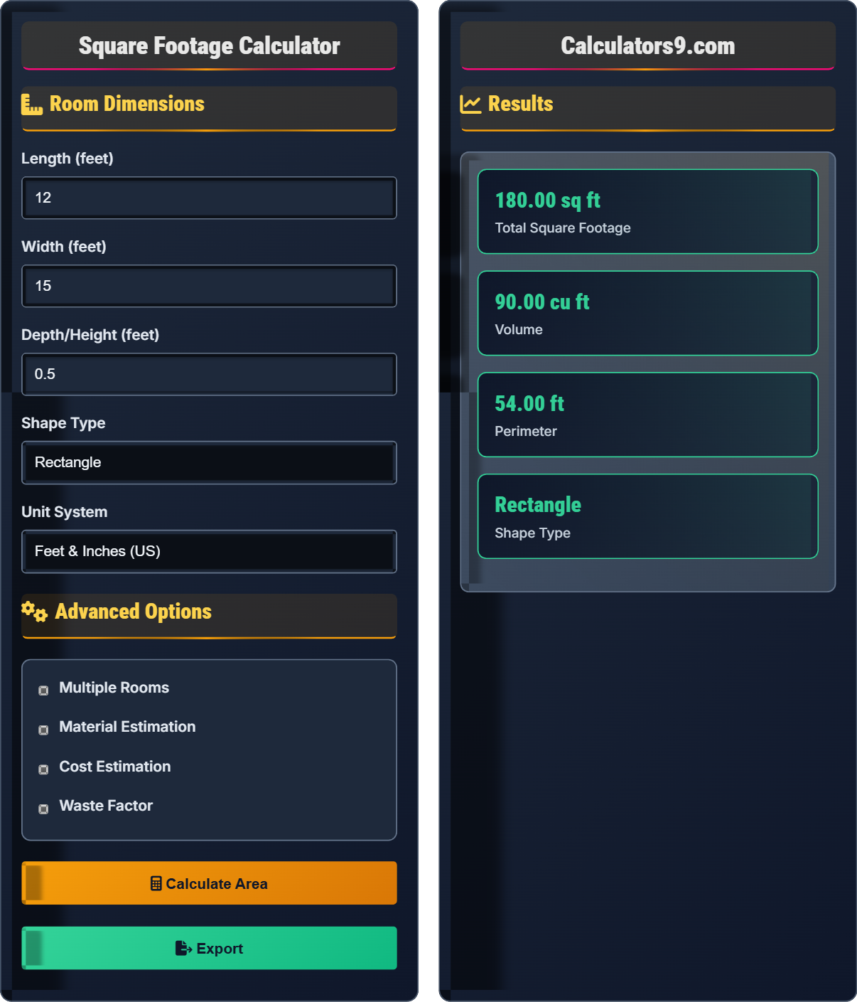 Square Footage Calculator