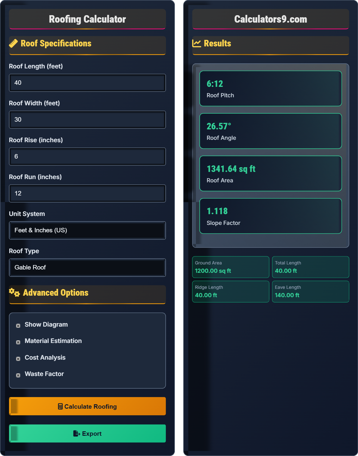 Roofing Calculator