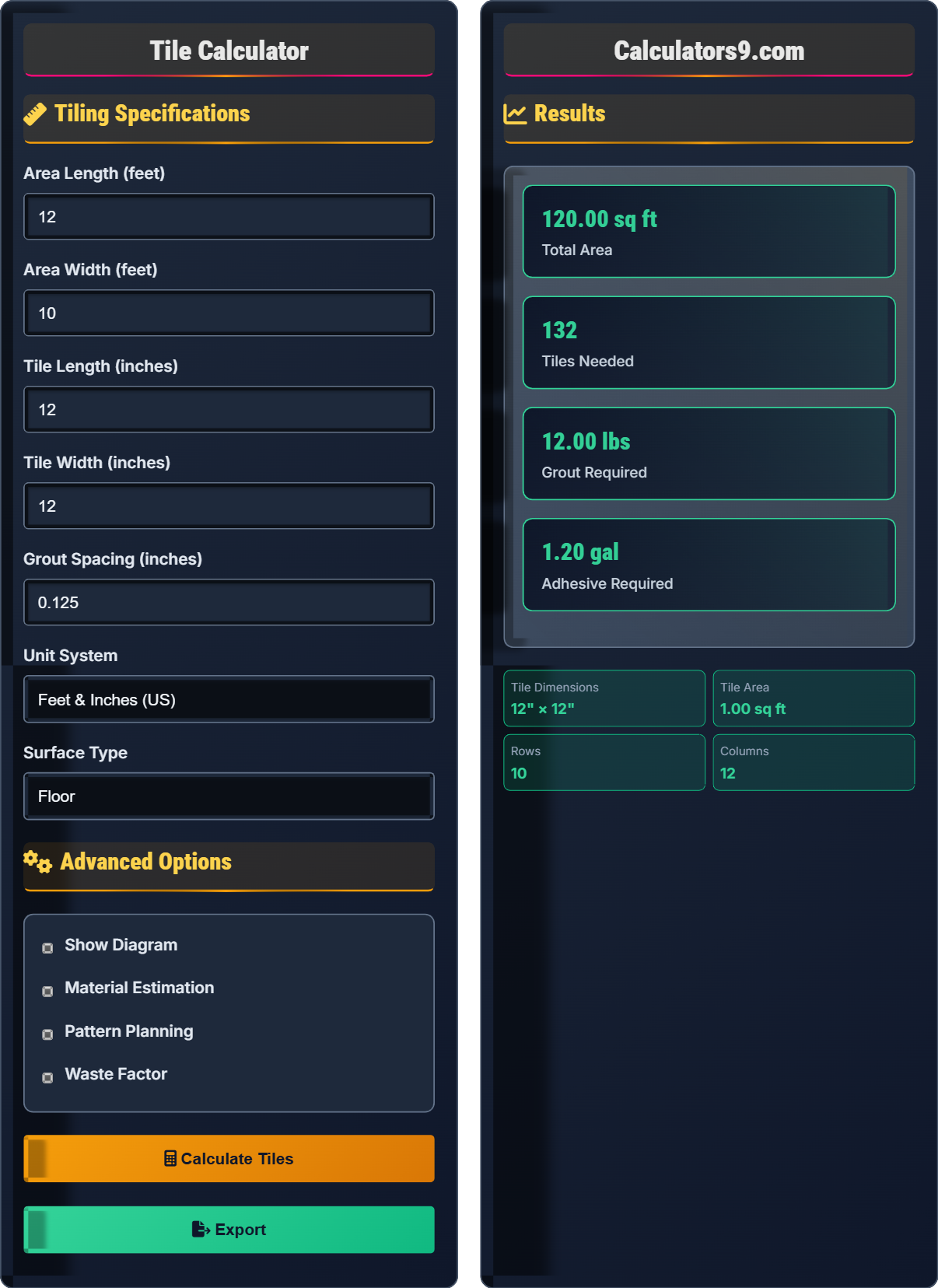 Tile Calculator