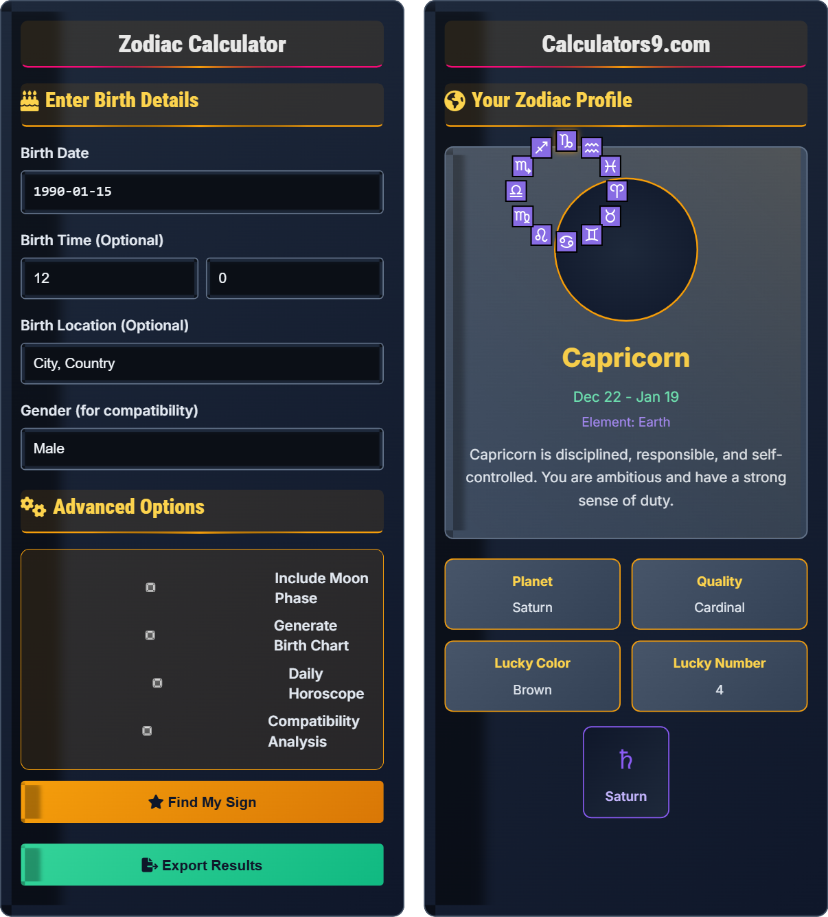 Zodiac Calculator