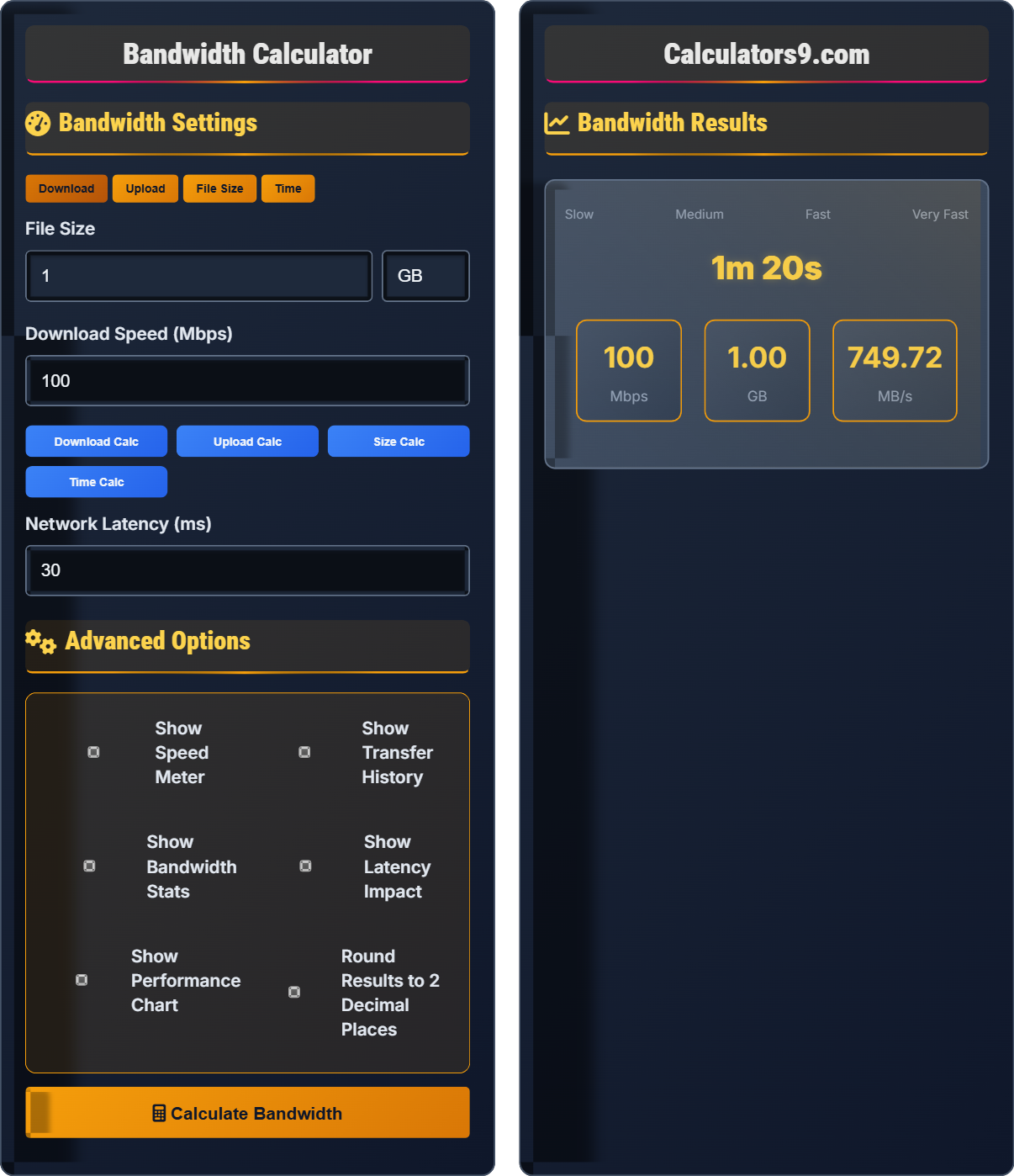 Bandwidth Calculator