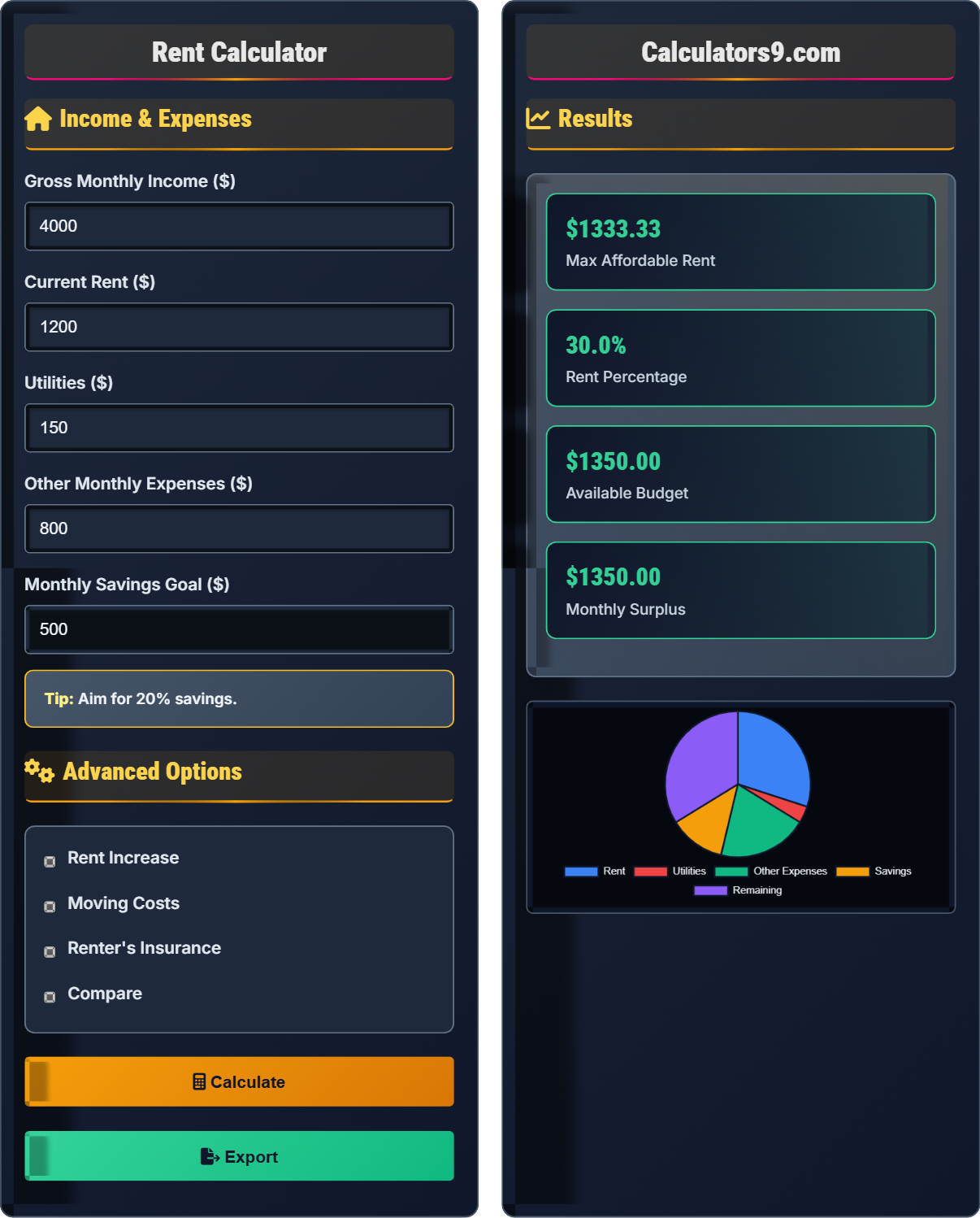Rent Calculator