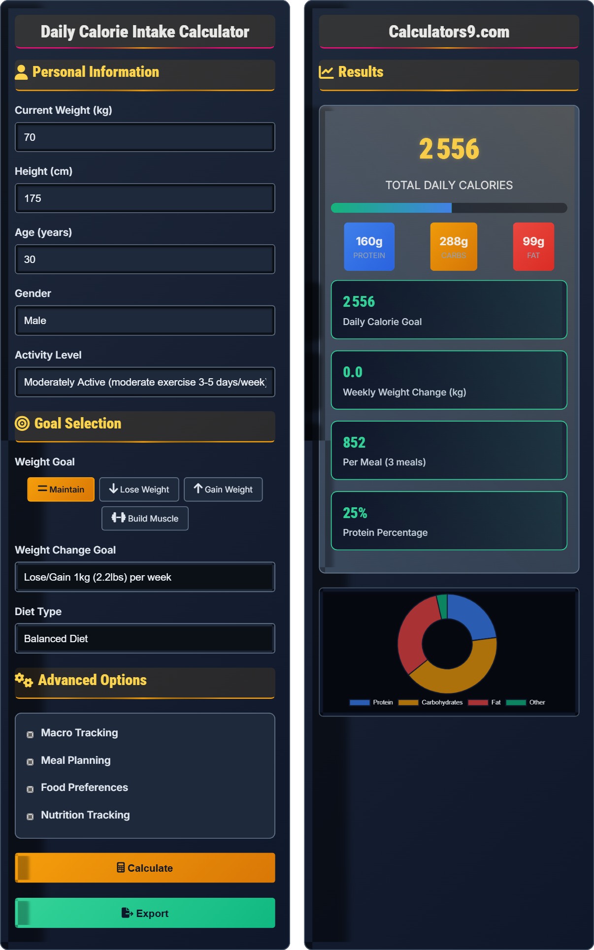 Daily Calorie Intake Calculator