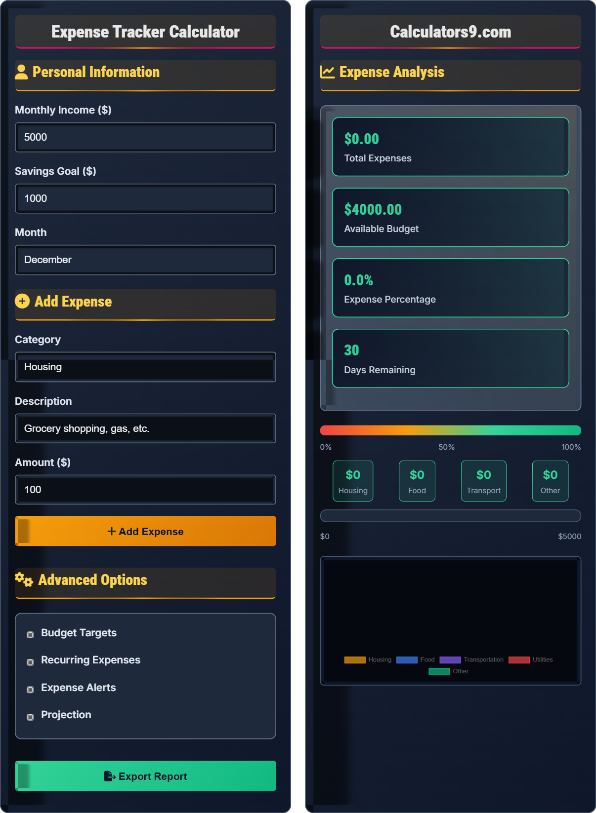 Expense Tracker Calculator