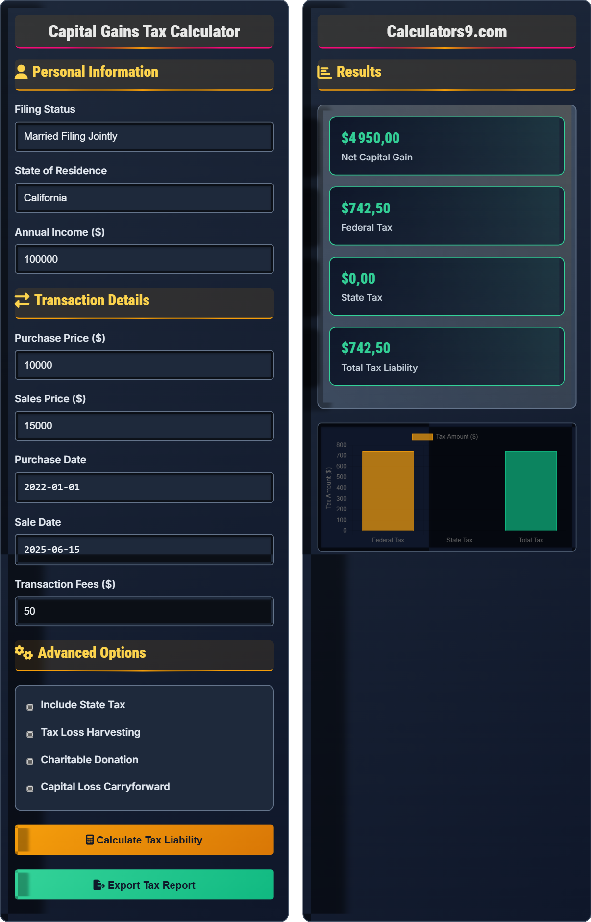 Capital Gains Tax Calculator