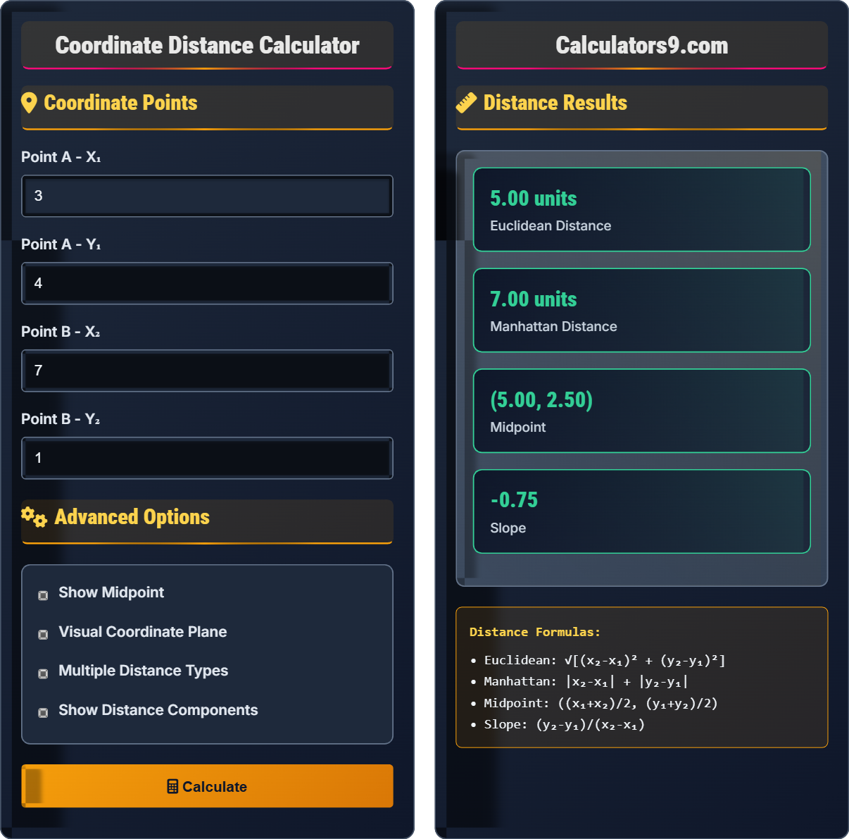 Coordinate Distance Calculator