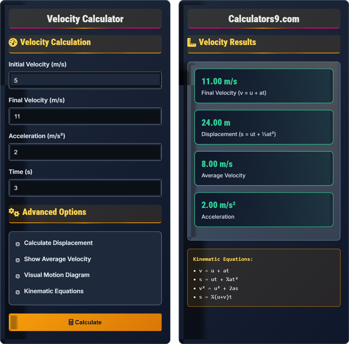 Velocity Calculator