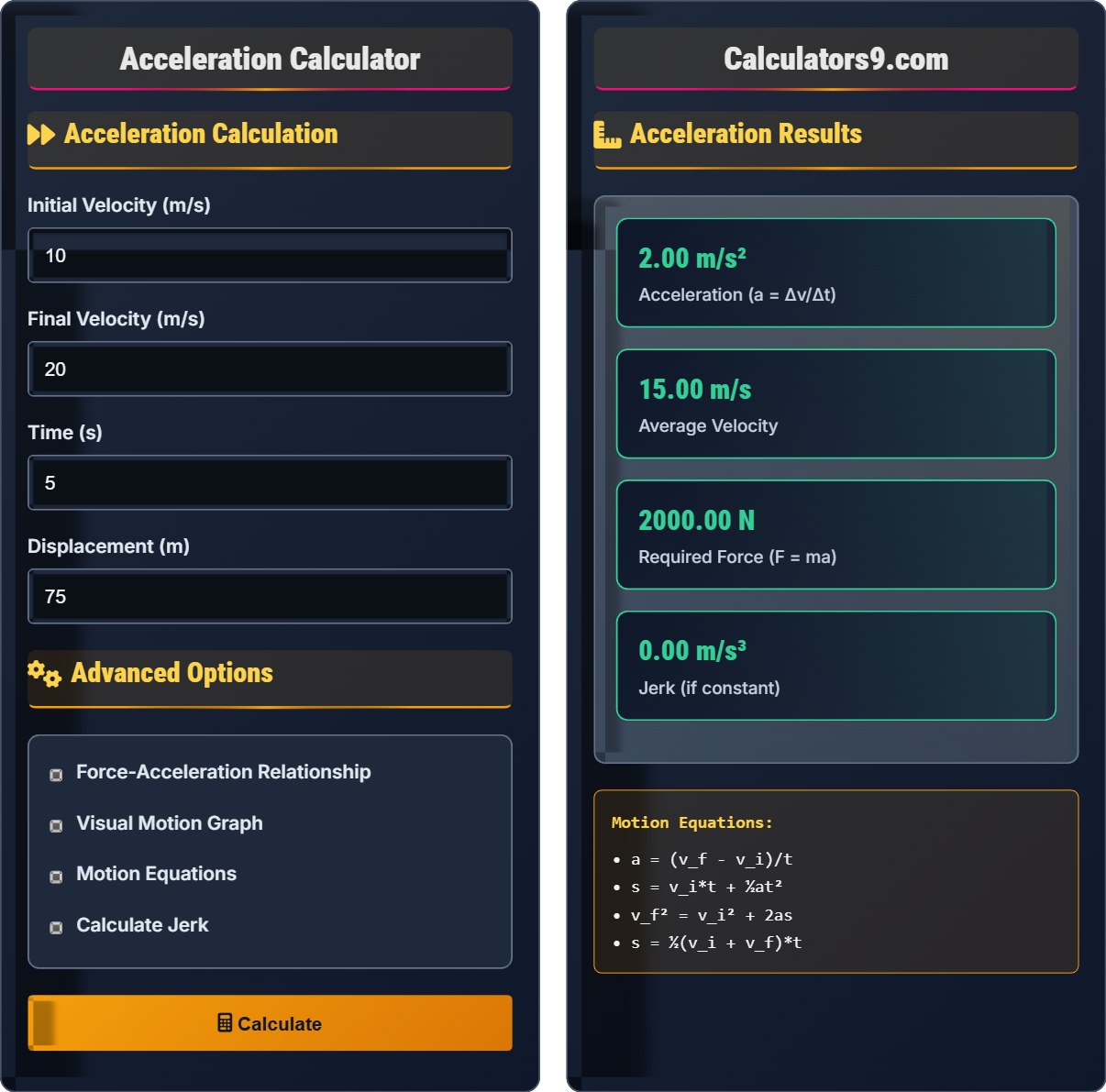Acceleration Calculator